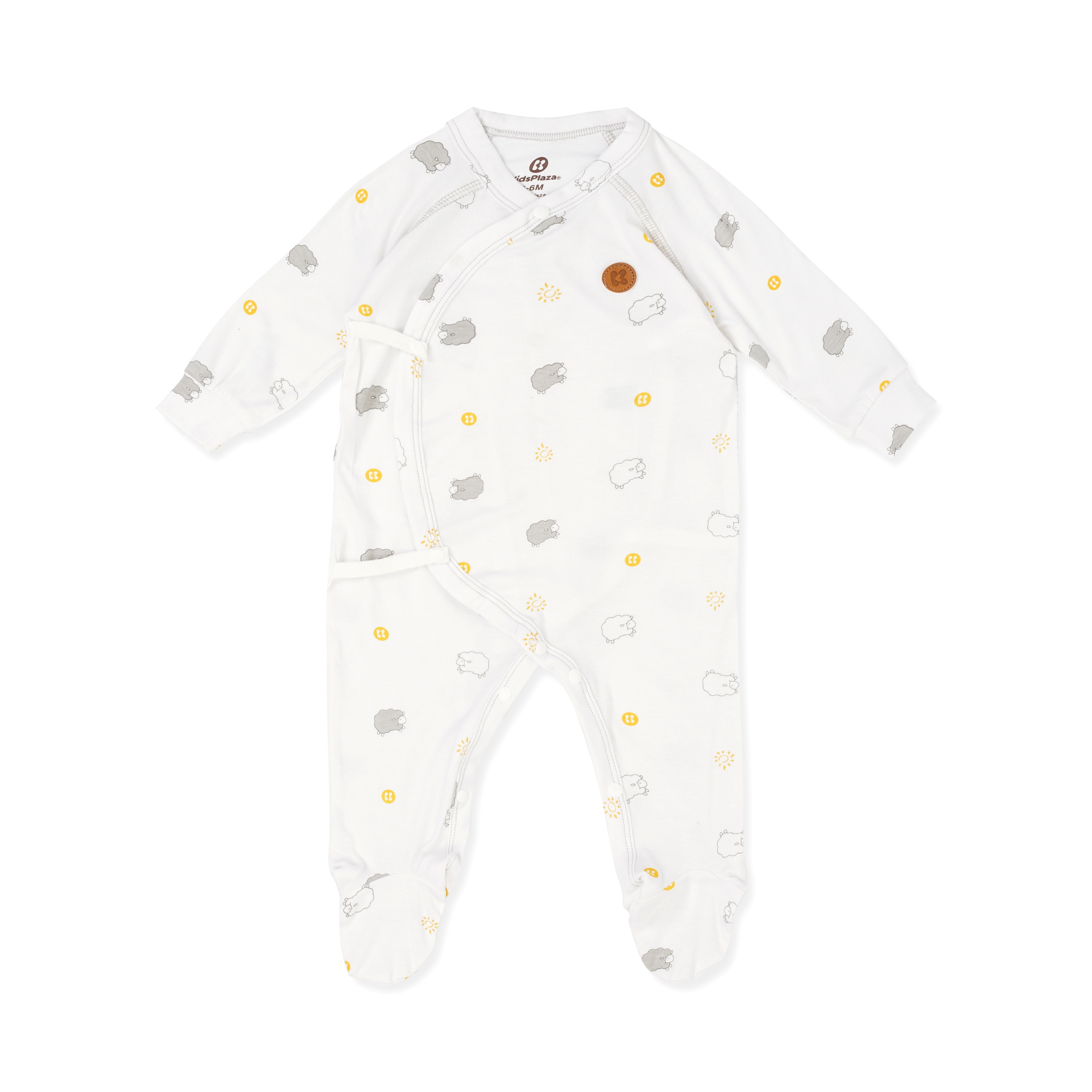 Body dài bít chân KidsPlaza trắng ghi in hình cừu ND20T 3-6M hình 1