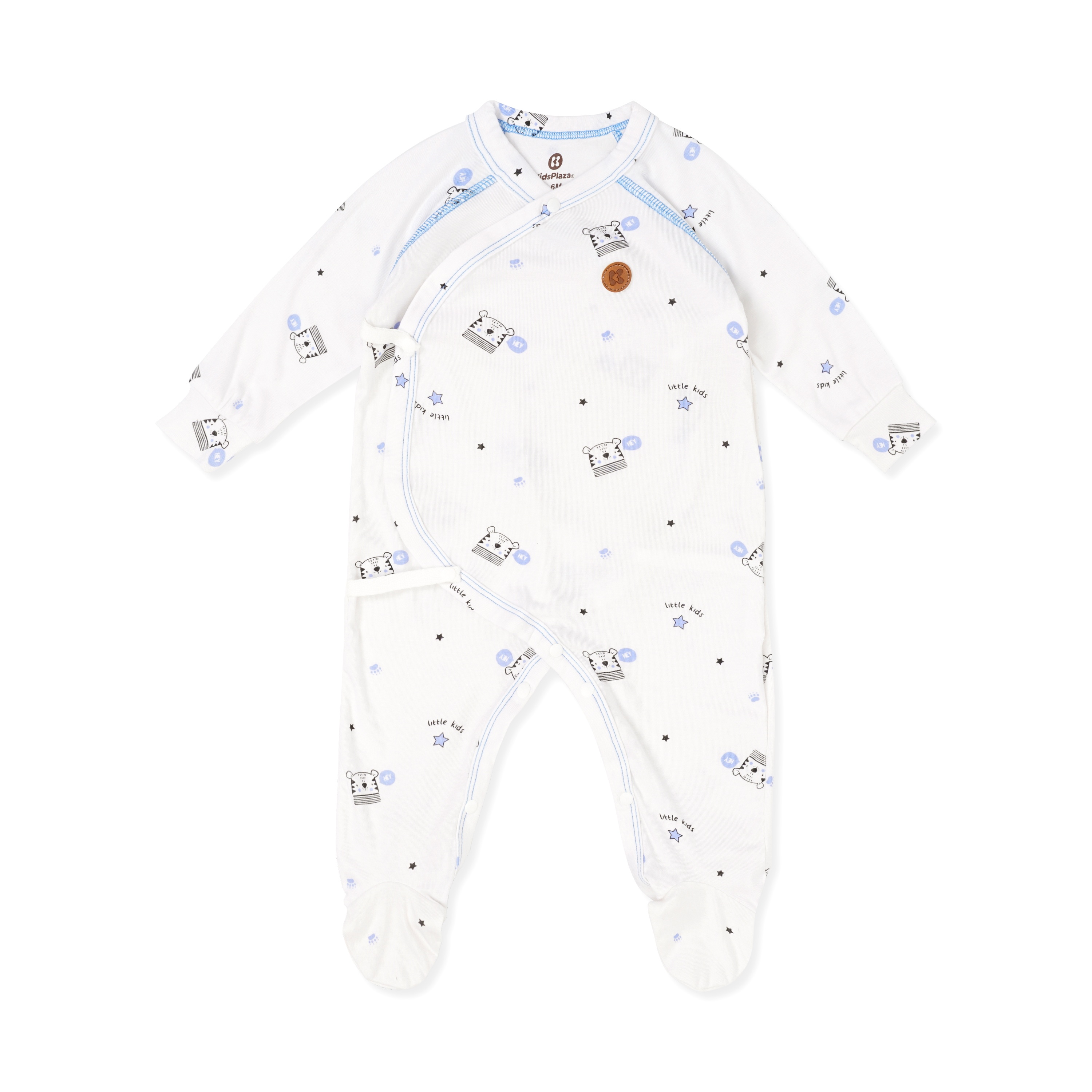 Body dài bít chân KidsPlaza trắng xanh in hổ ND20T 3-6M hình 1