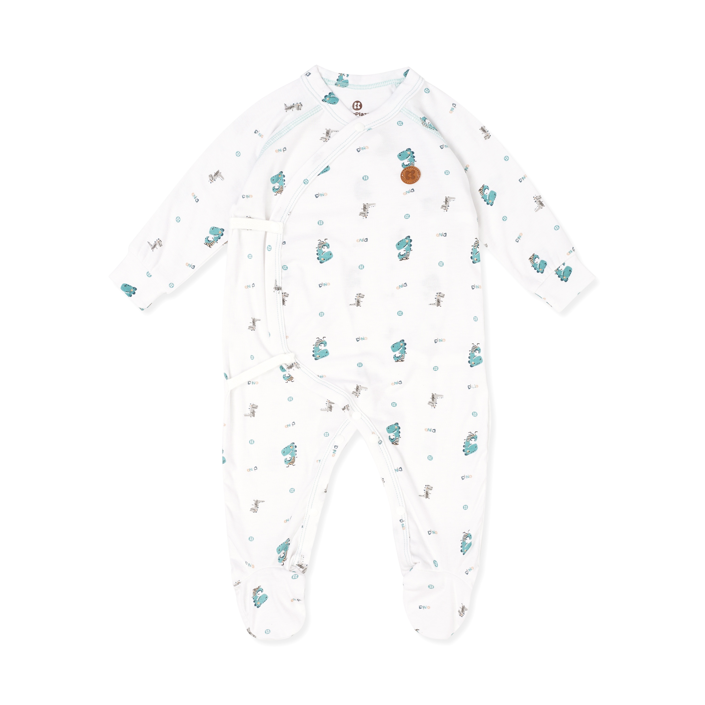 Body dài bít chân KidsPlaza trắng xanh in khủng long ND20T 3-6M hình 1