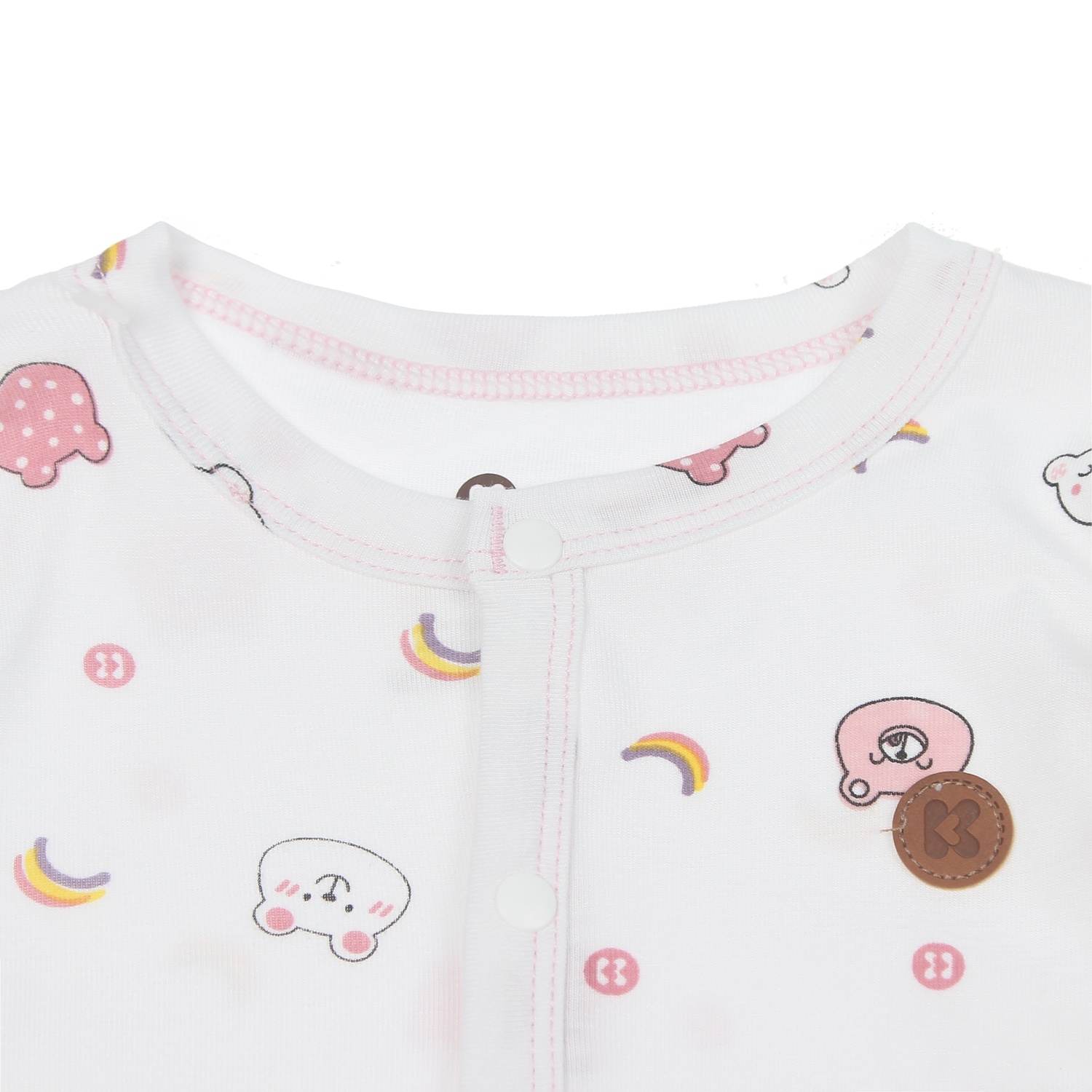 Body dài tay KidsPlaza trắng hồng in hình gấu ND20T 0-3M hình 2