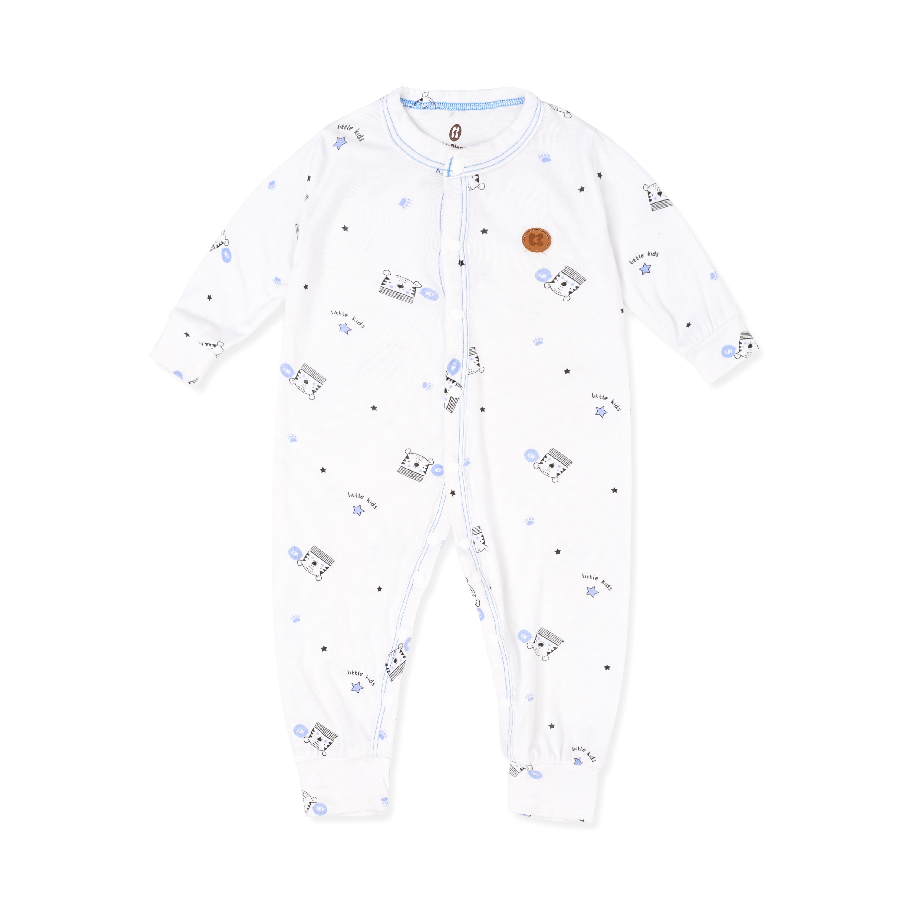 Body dài tay KidsPlaza trắng xanh in hổ ND20T 0-3M hình 1