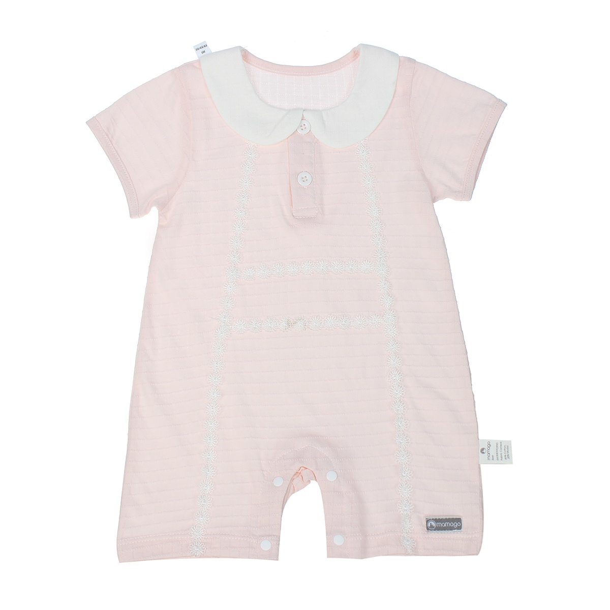 Body ngắn tay bé gái Mamago sọc ngang M06 (Hồng) 12M hình 1