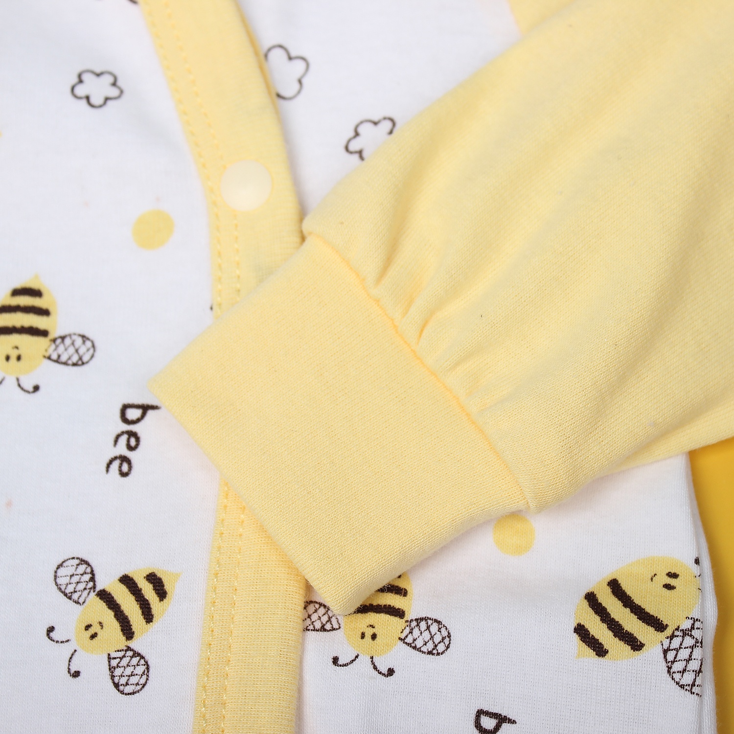 Body sơ sinh dài tay Mamago NĐ19 in hình chú ong xinh xắn (Vàng) hình 3