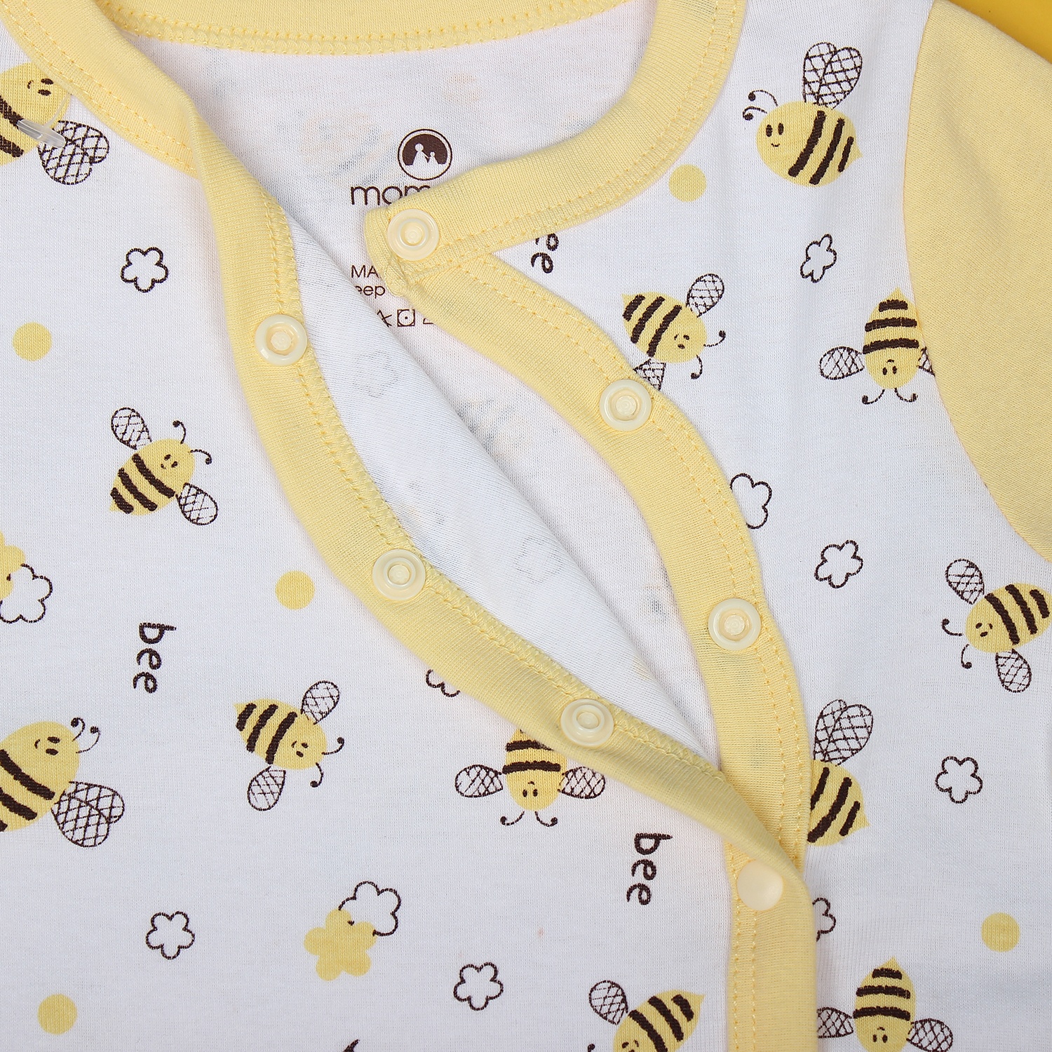 Body sơ sinh dài tay Mamago NĐ19 in hình chú ong xinh xắn (Vàng) hình 2