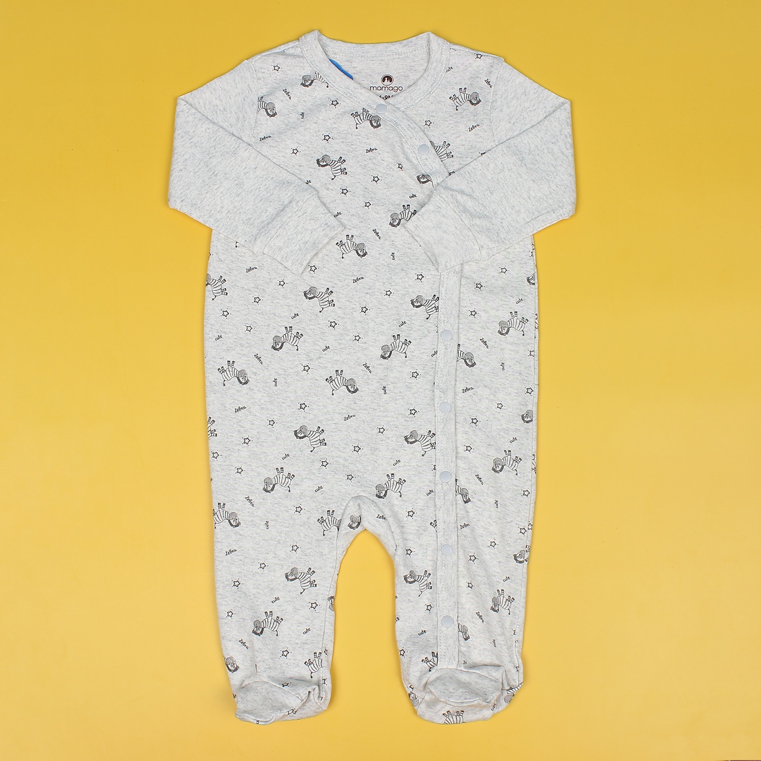 Body sơ sinh dài tay Mamago NĐ19 in hình ngựa vằn (Ghi) hình 3