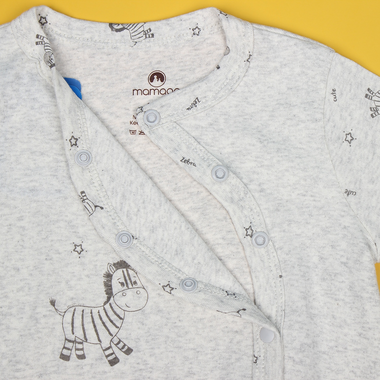 Body sơ sinh dài tay Mamago NĐ19 in hình ngựa vằn tay áo (Ghi) hình 2
