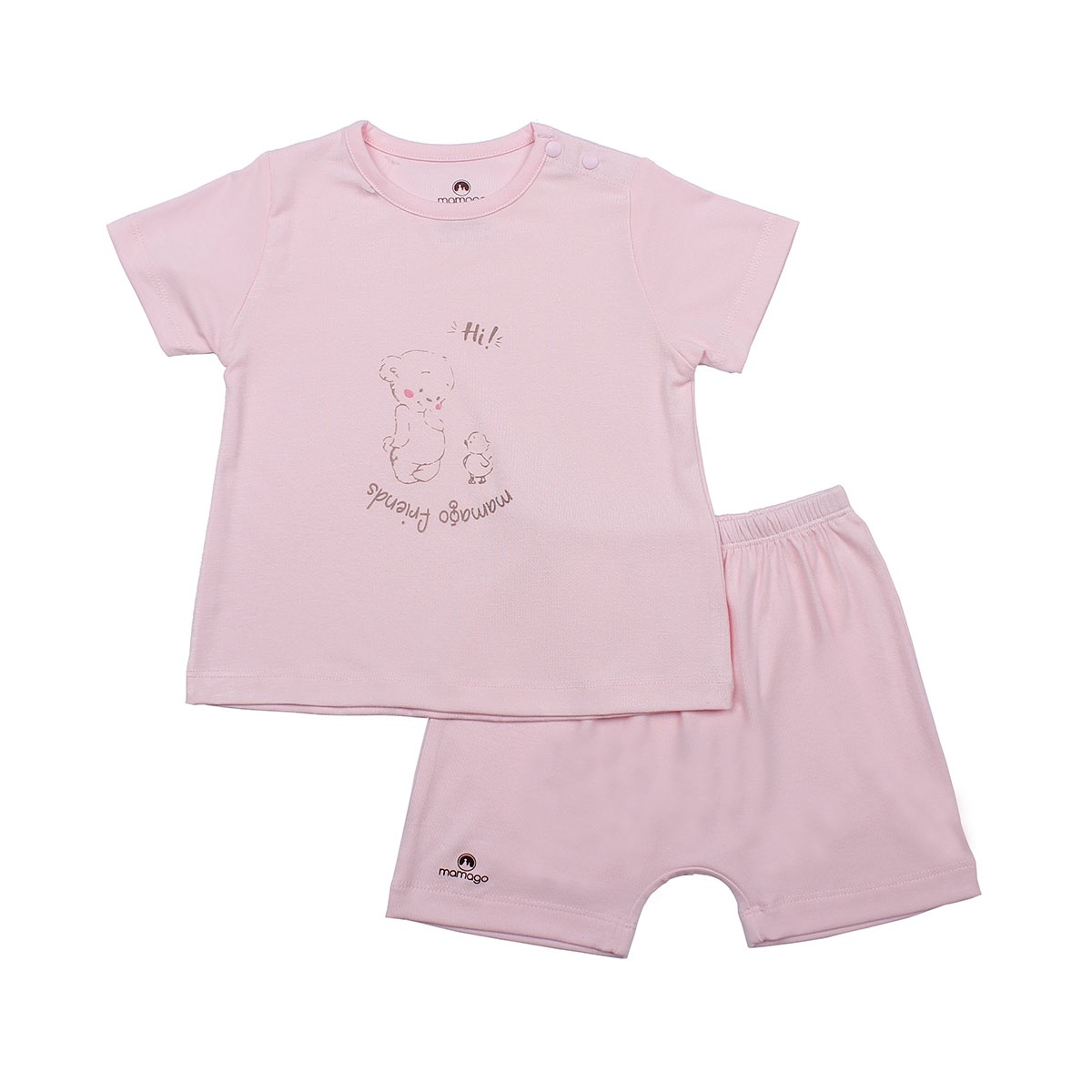 Quần áo sơ sinh cộc tay cài vai Otis Mamago ND20H (Hồng) 36M hình 1
