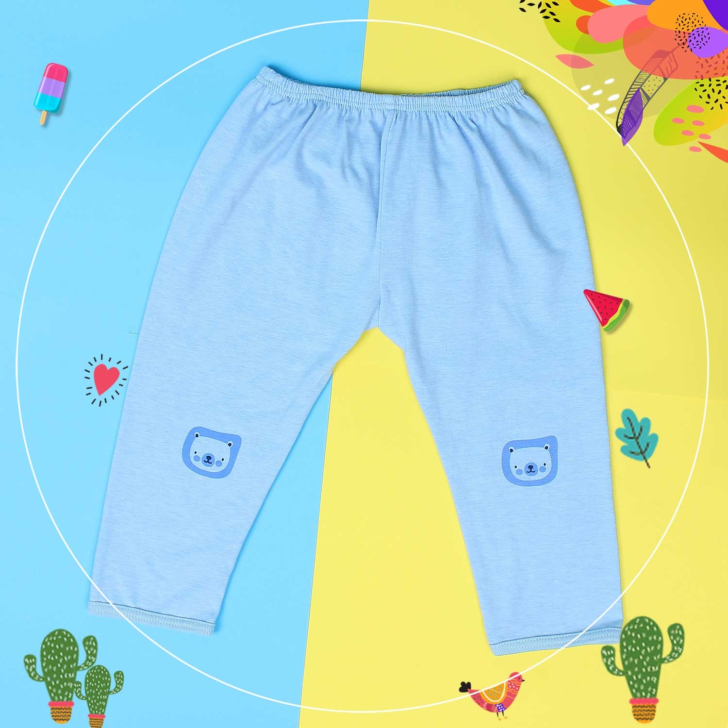 Quần sơ sinh cho bé dài đáp đũng Mamago Vera K19 (Xanh) 6M hình 1