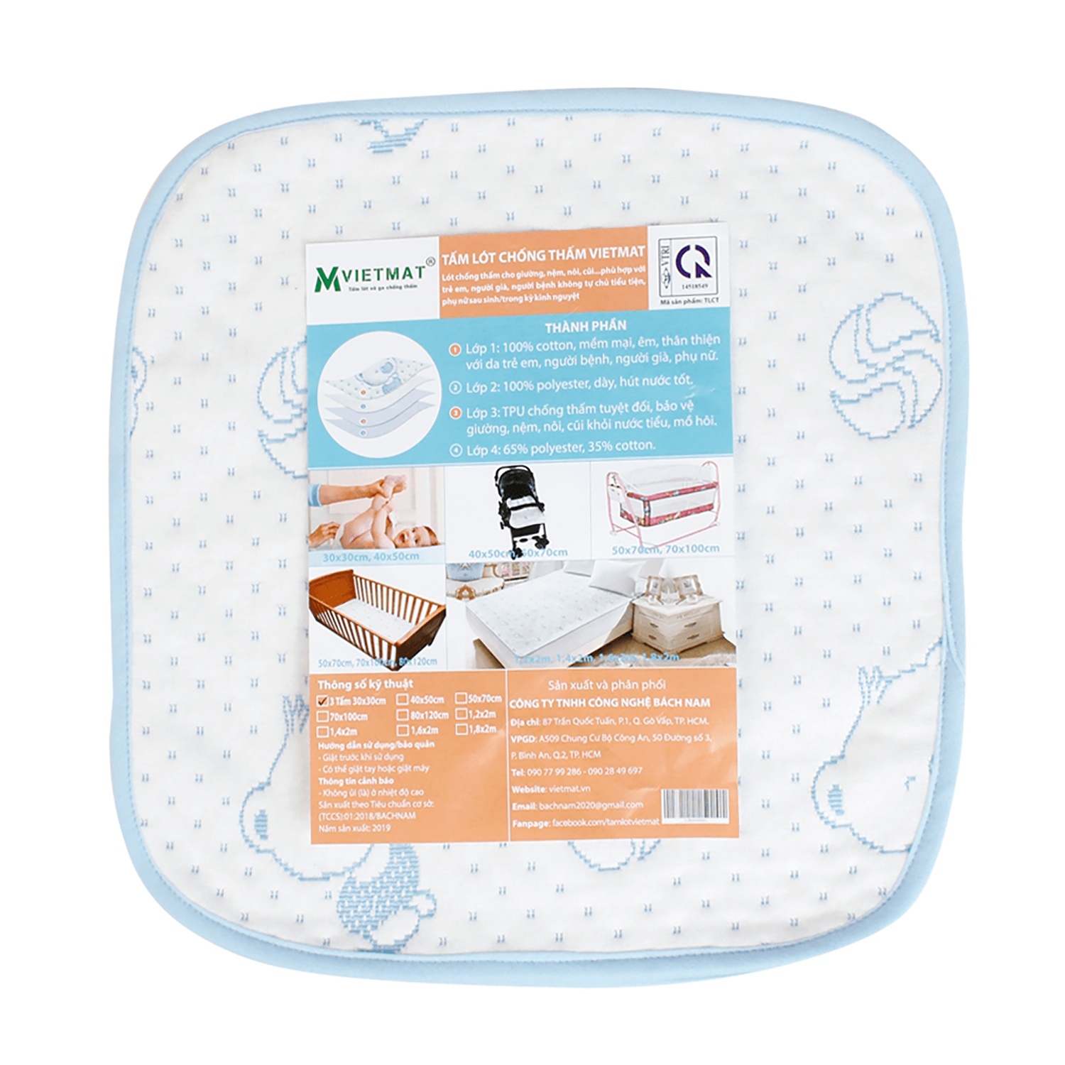 Set 3 tấm lót chống thấm VIETMAT 30*30 (màu Xanh) hình 1