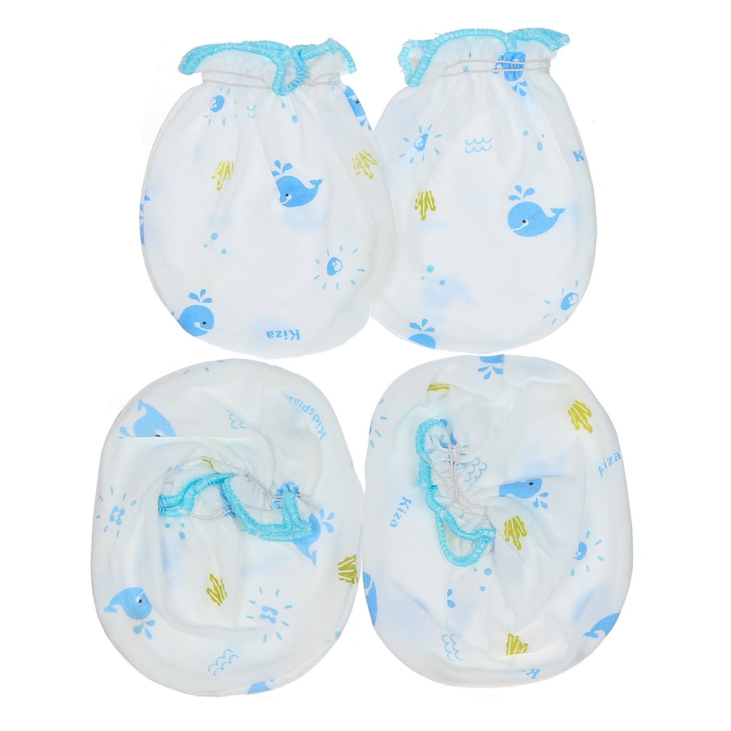 Bao tay chân Kiza in hình chú cá heo (Trắng xanh) hình 1