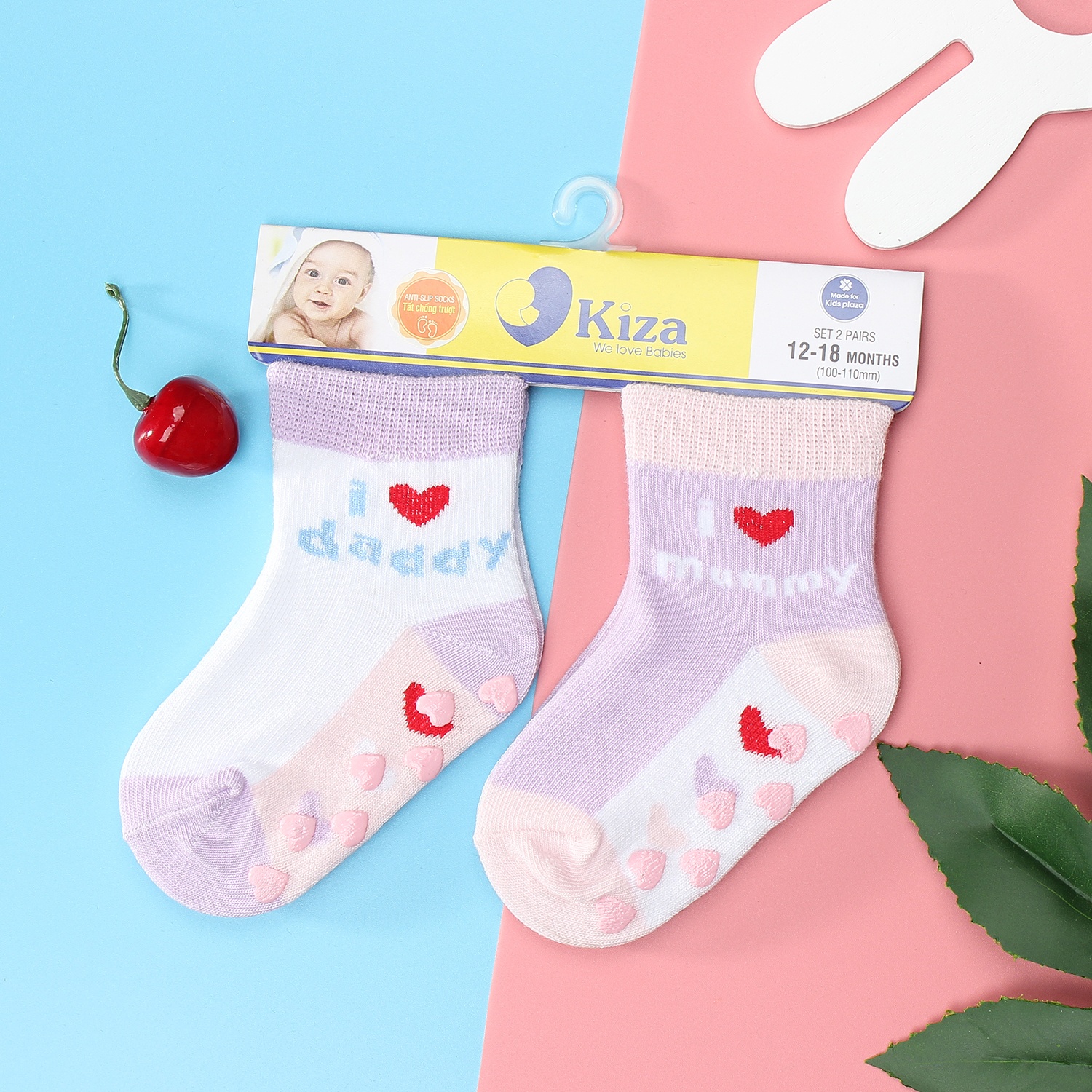 Set 2 đôi tất chống trượt Kiza 2018bss-506 (6 - 24M) hình 1