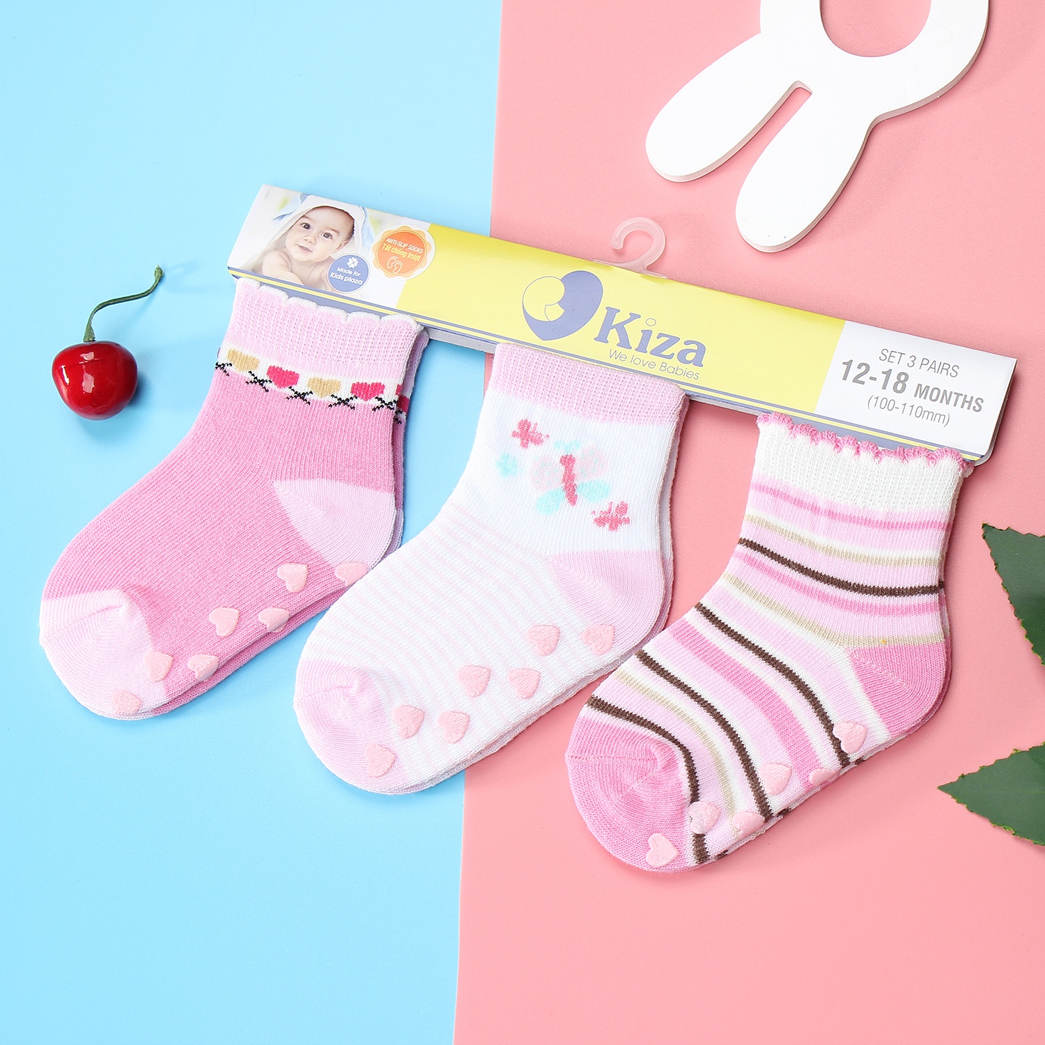 Tất chống trơn sơ sinh Kiza 2018bss-547 set 3 đôi (6-24M) hình 1