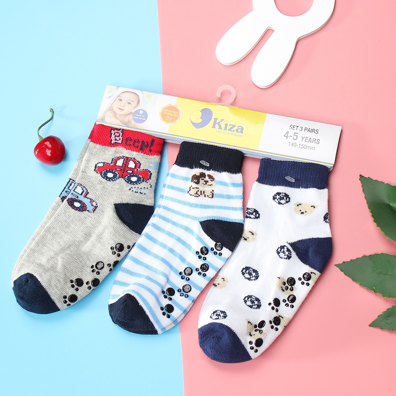 Tất chống trơn sơ sinh Kiza 2018bss-554 set 3 đôi (6M-5Y) hình 1