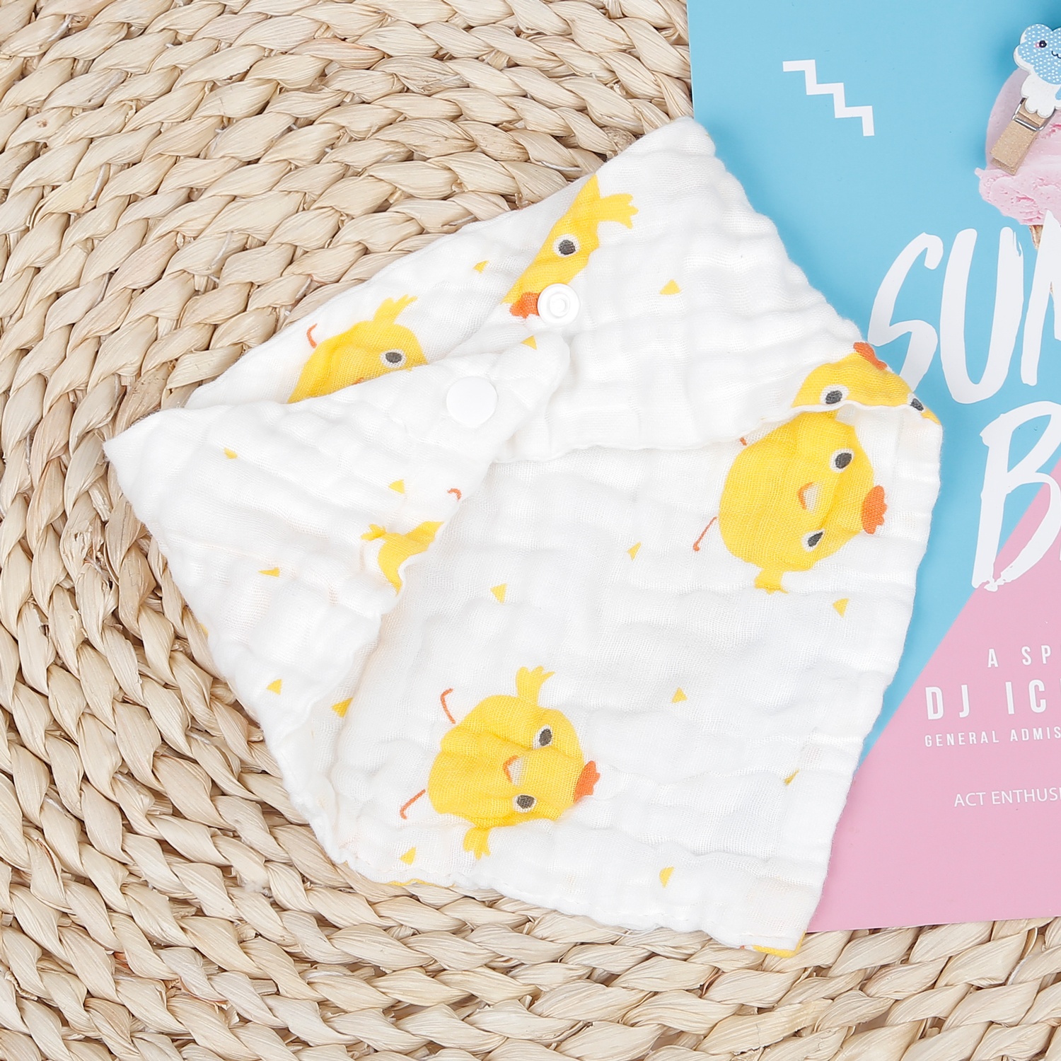 Set 5 yếm sơ sinh vải xô in hình 6 lớp AC22 hình 2