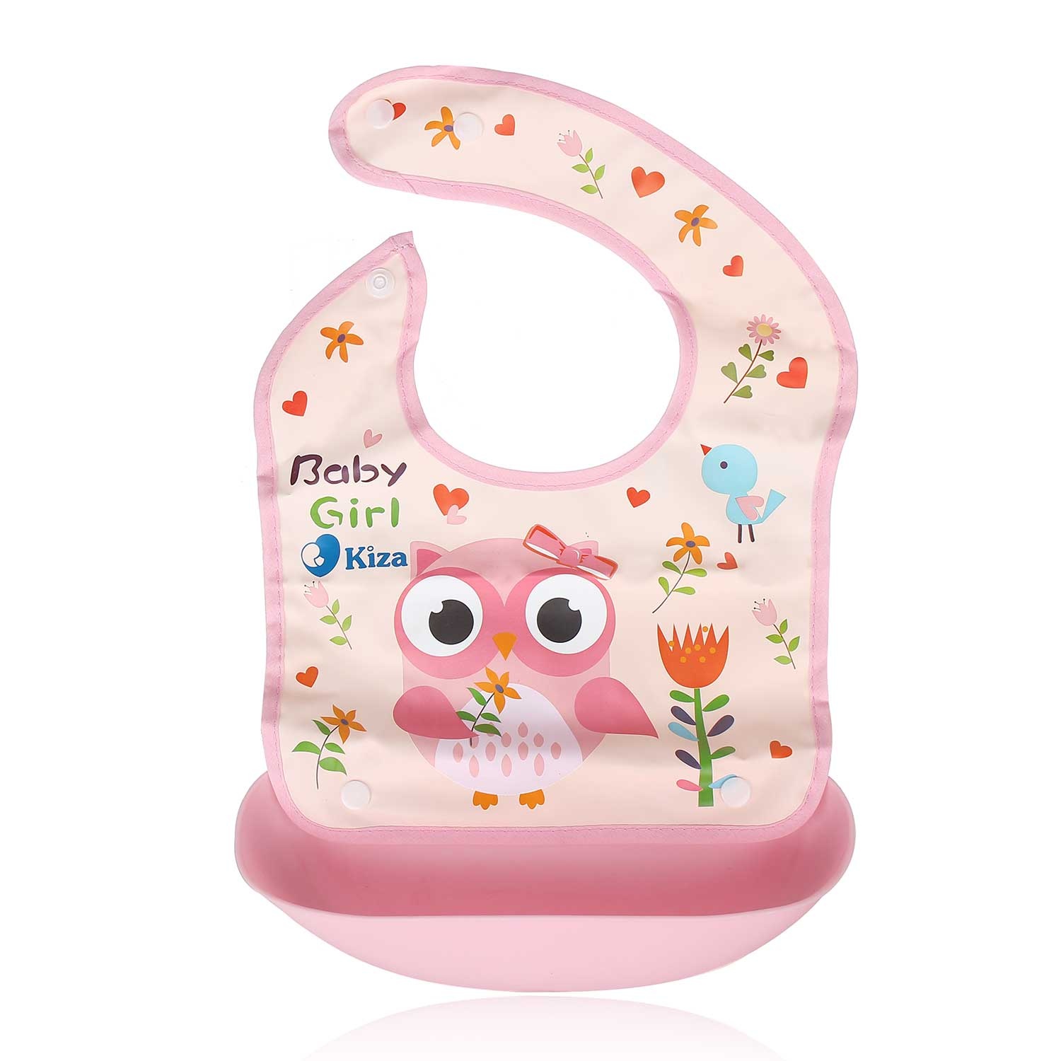 Yếm ăn máng nhựa Kiza màu hồng KZ204 hình 1