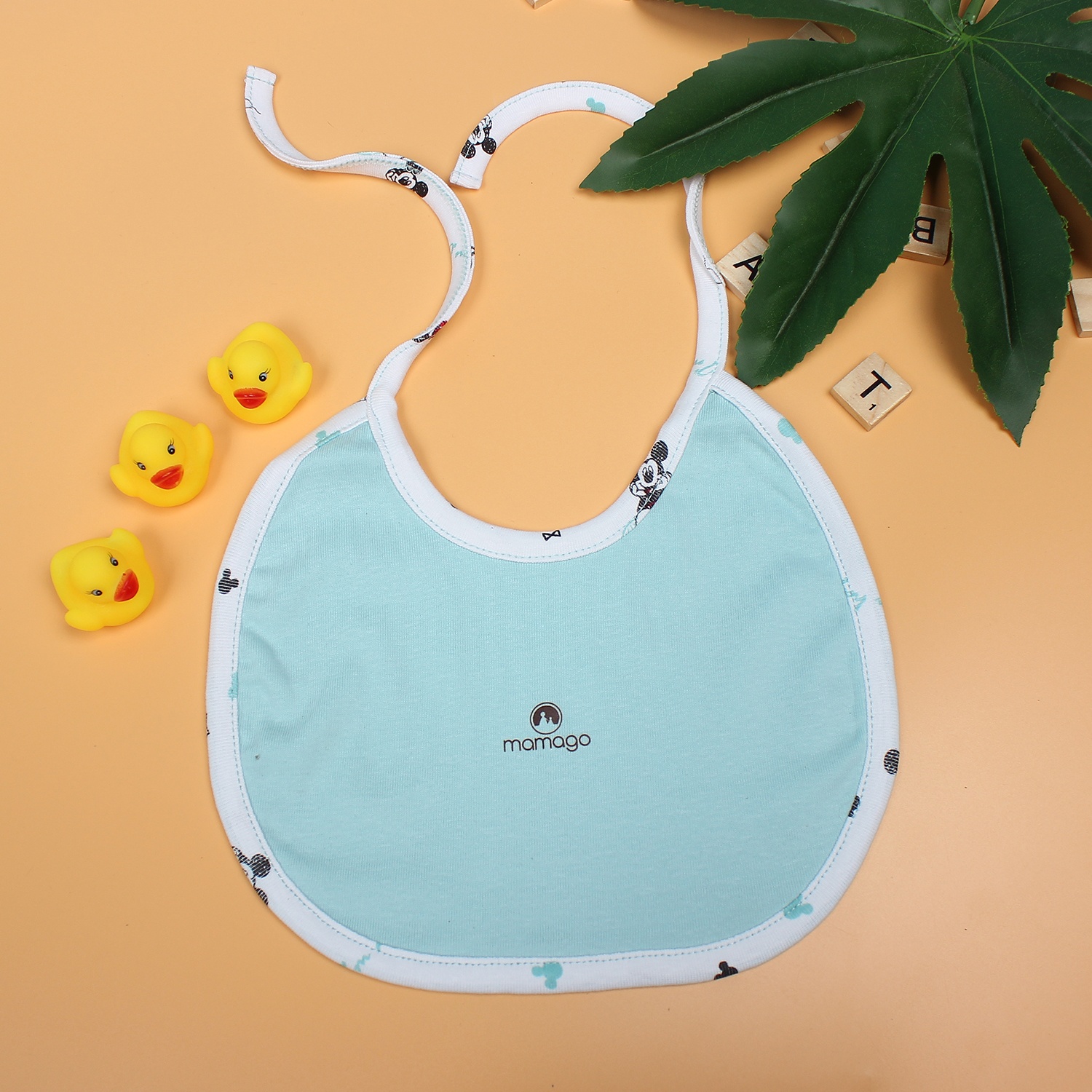 Yếm sơ sinh cho bé Mamago in hình chú chuột mickey NĐ19 (xanh) hình 2