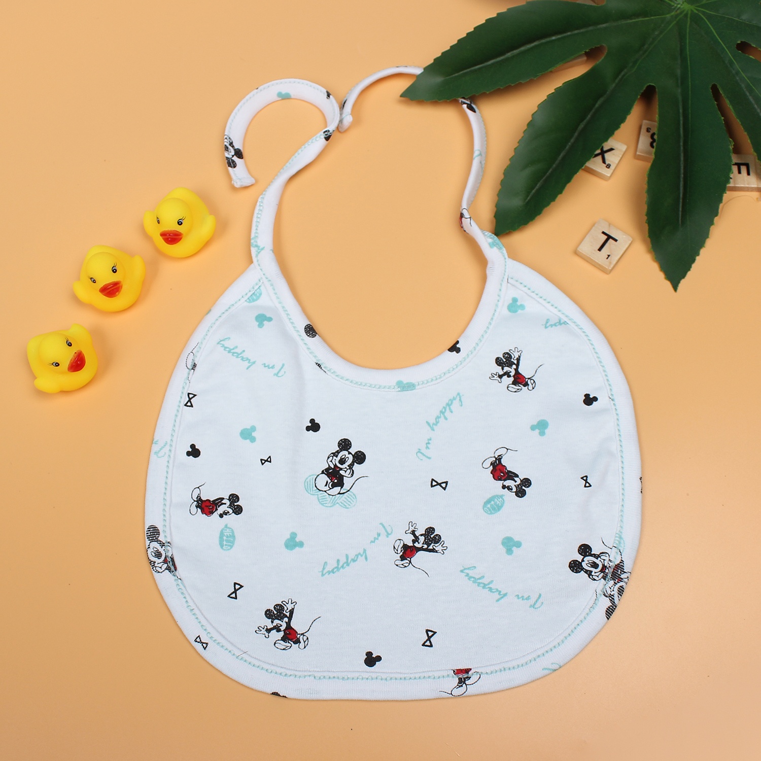 Yếm sơ sinh cho bé Mamago in hình chú chuột mickey NĐ19 (xanh) hình 3