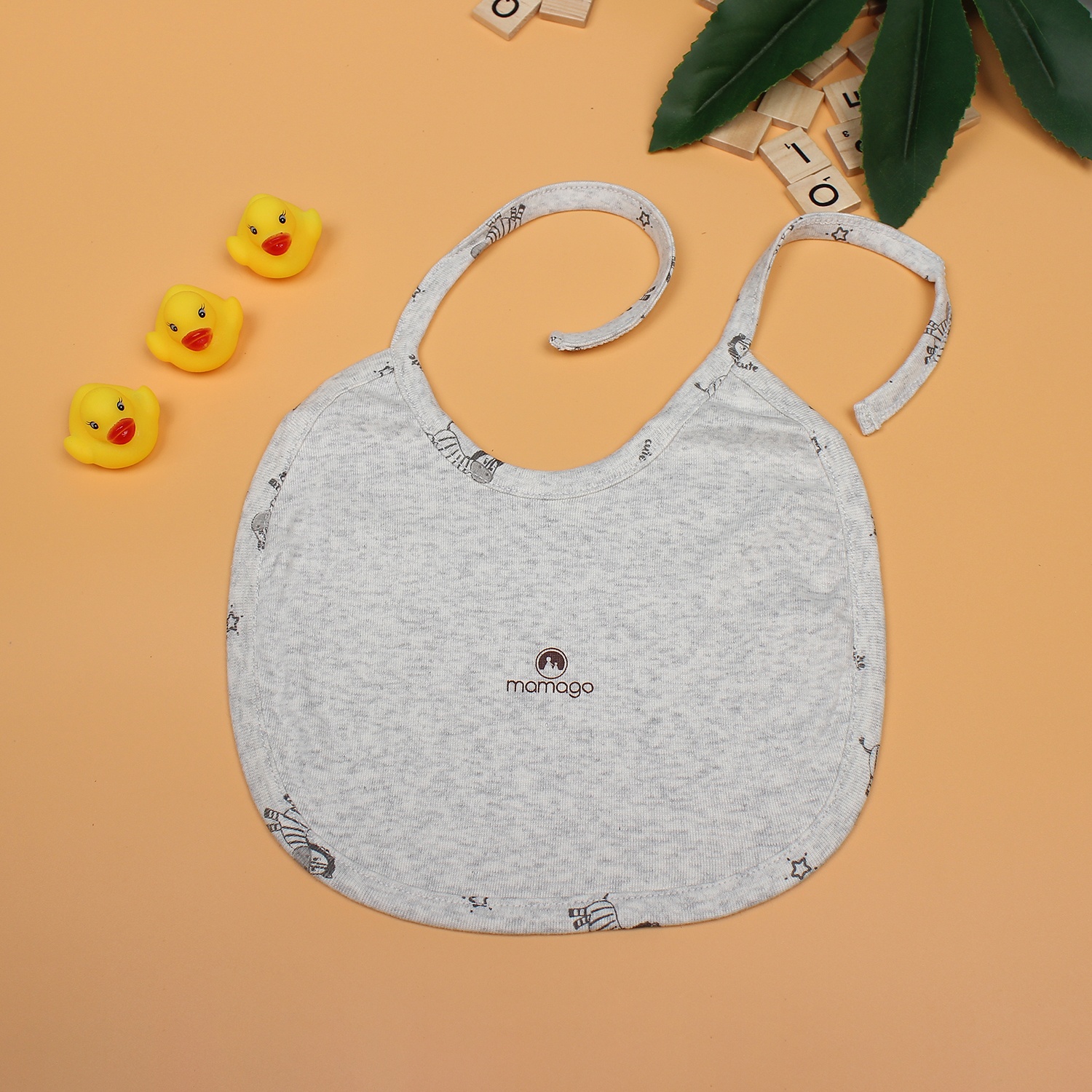 Yếm sơ sinh cho bé Mamago in hình chú ngựa NĐ19 (Ghi) hình 2