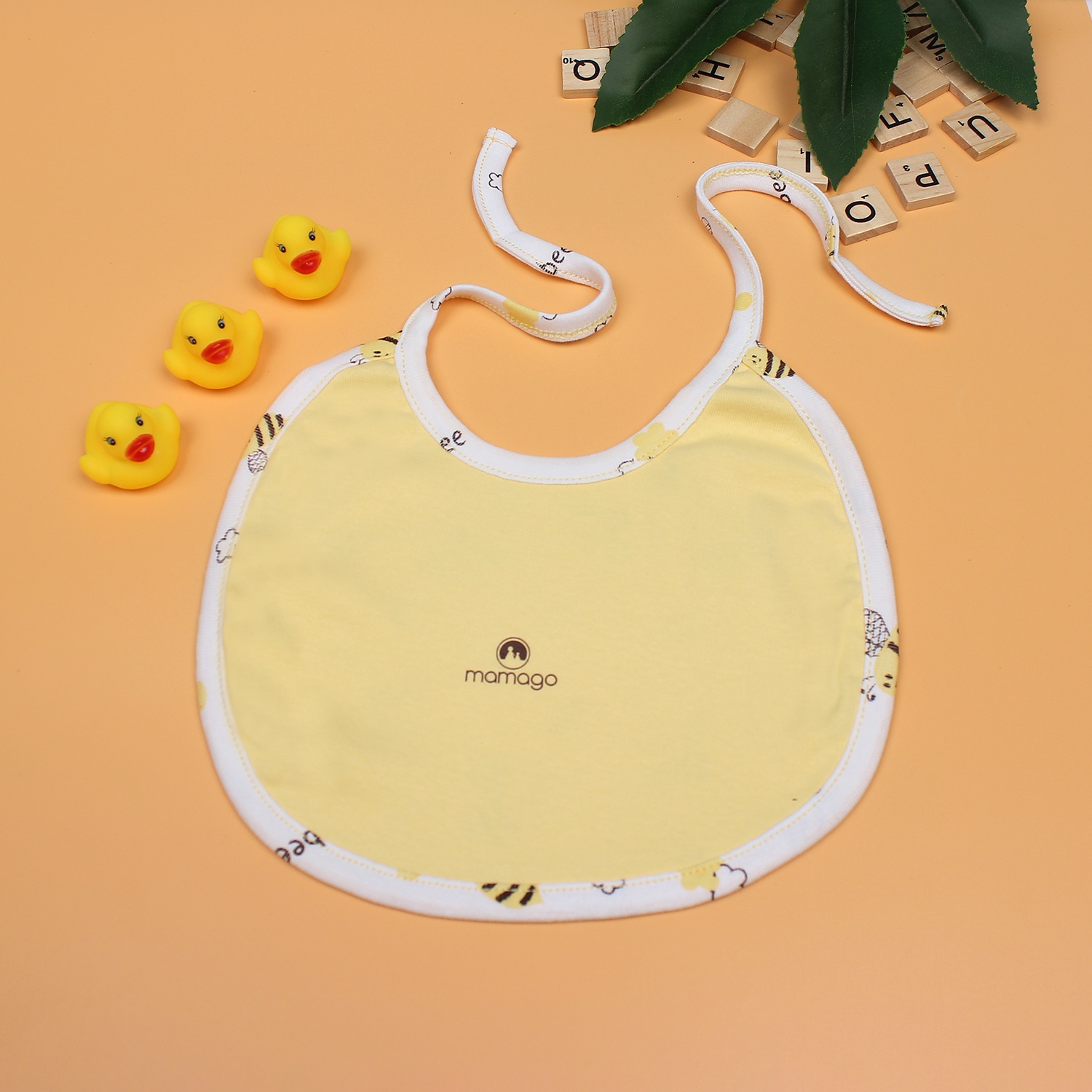 Yếm sơ sinh cho bé Mamago in hình ong NĐ19 (Vàng) chất liệu an toàn Yếm sơ sinh cho bé Mamago in hình ong NĐ19 (Vàng) hình 2