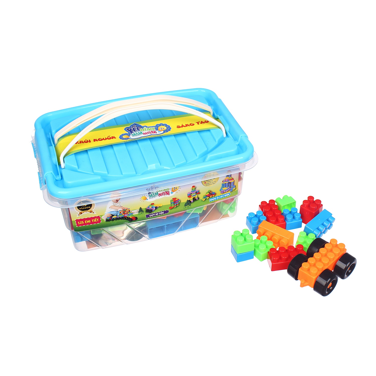 Thùng đồ chơi xếp hình 125 chi tiết VJG.366 cho bé trên 3 tuổi hình 2