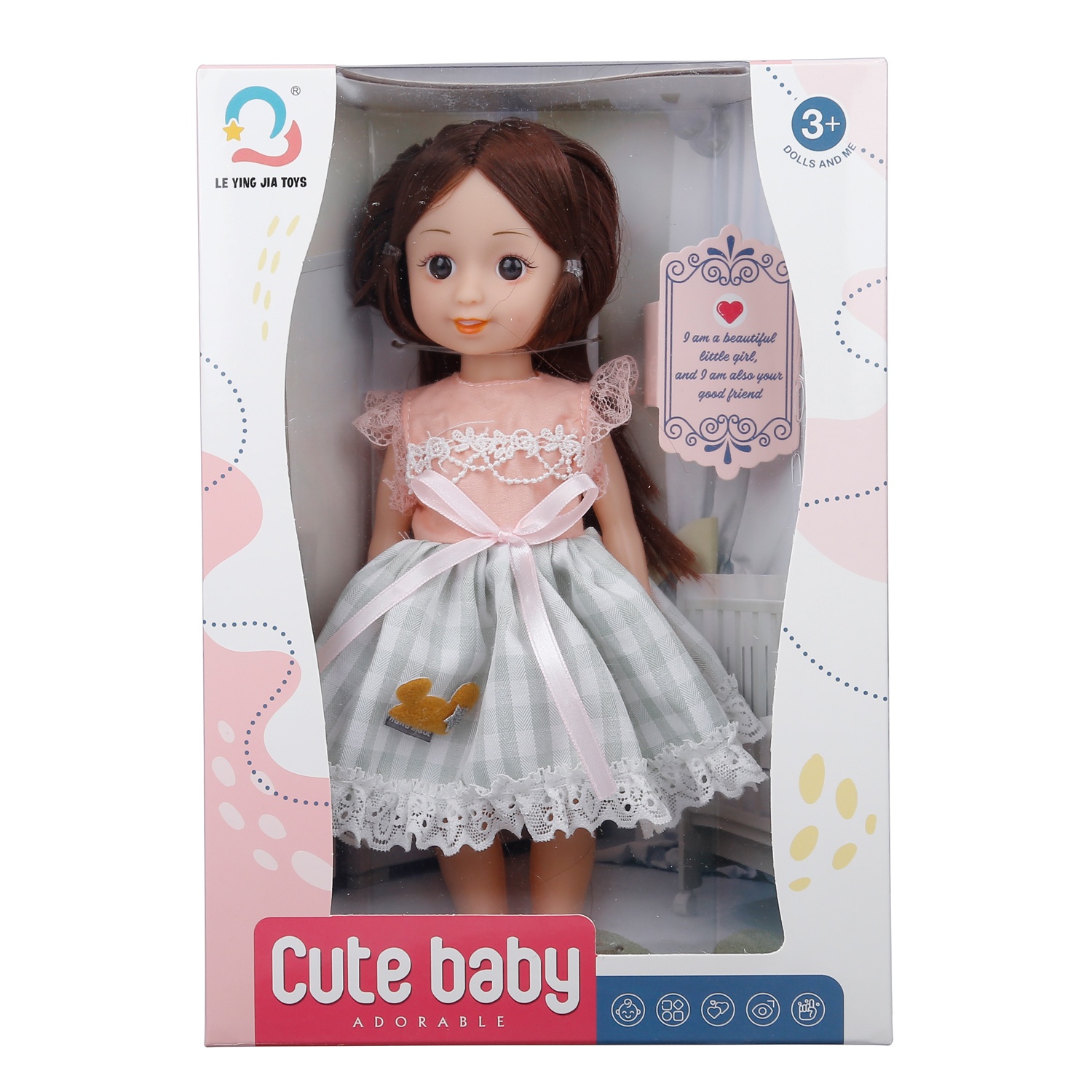 Đồ chơi búp bê dễ thương váy kẻ cho bé gái CY.500-6  hình 1