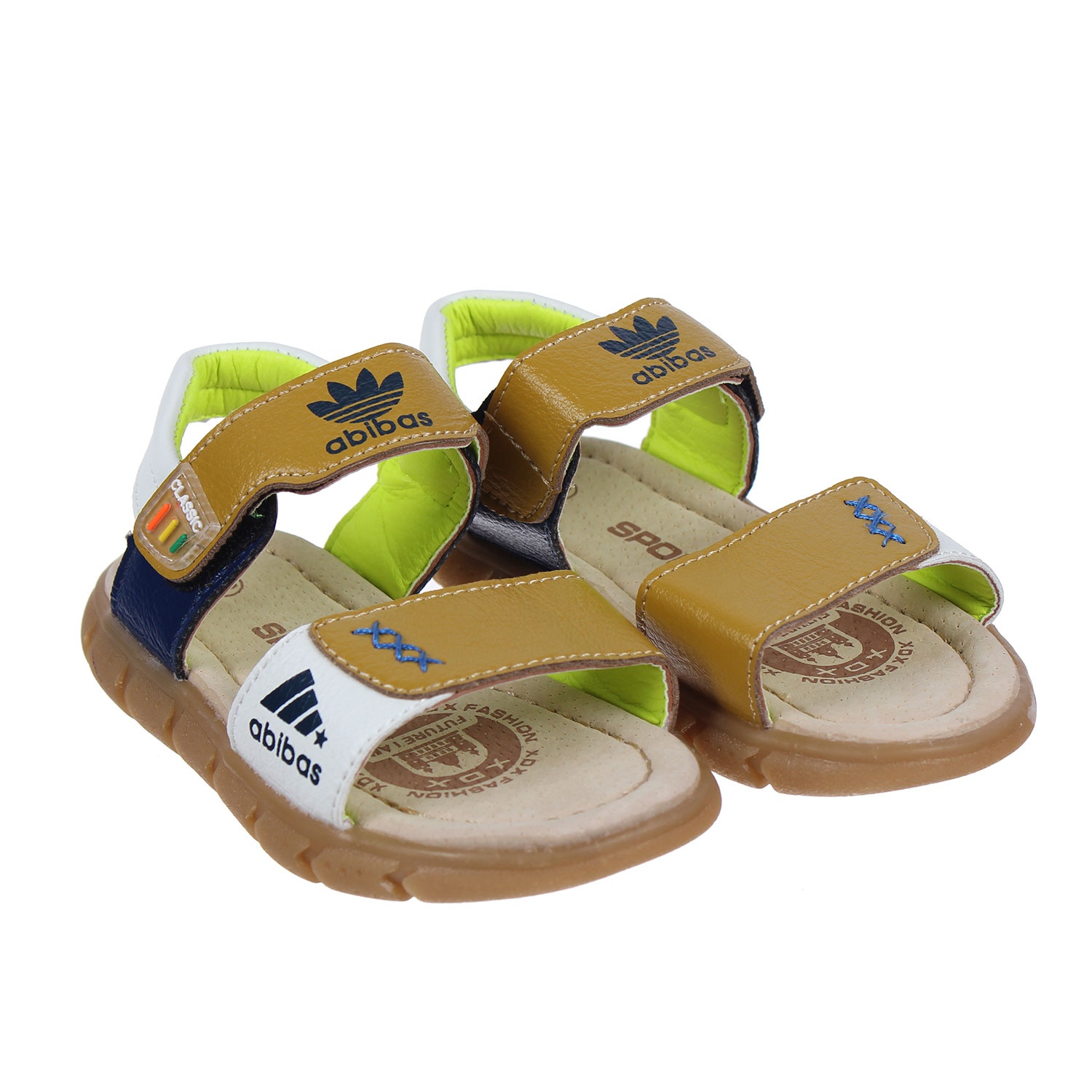 Dép sandal da Abibas nhí màu vàng hình 1