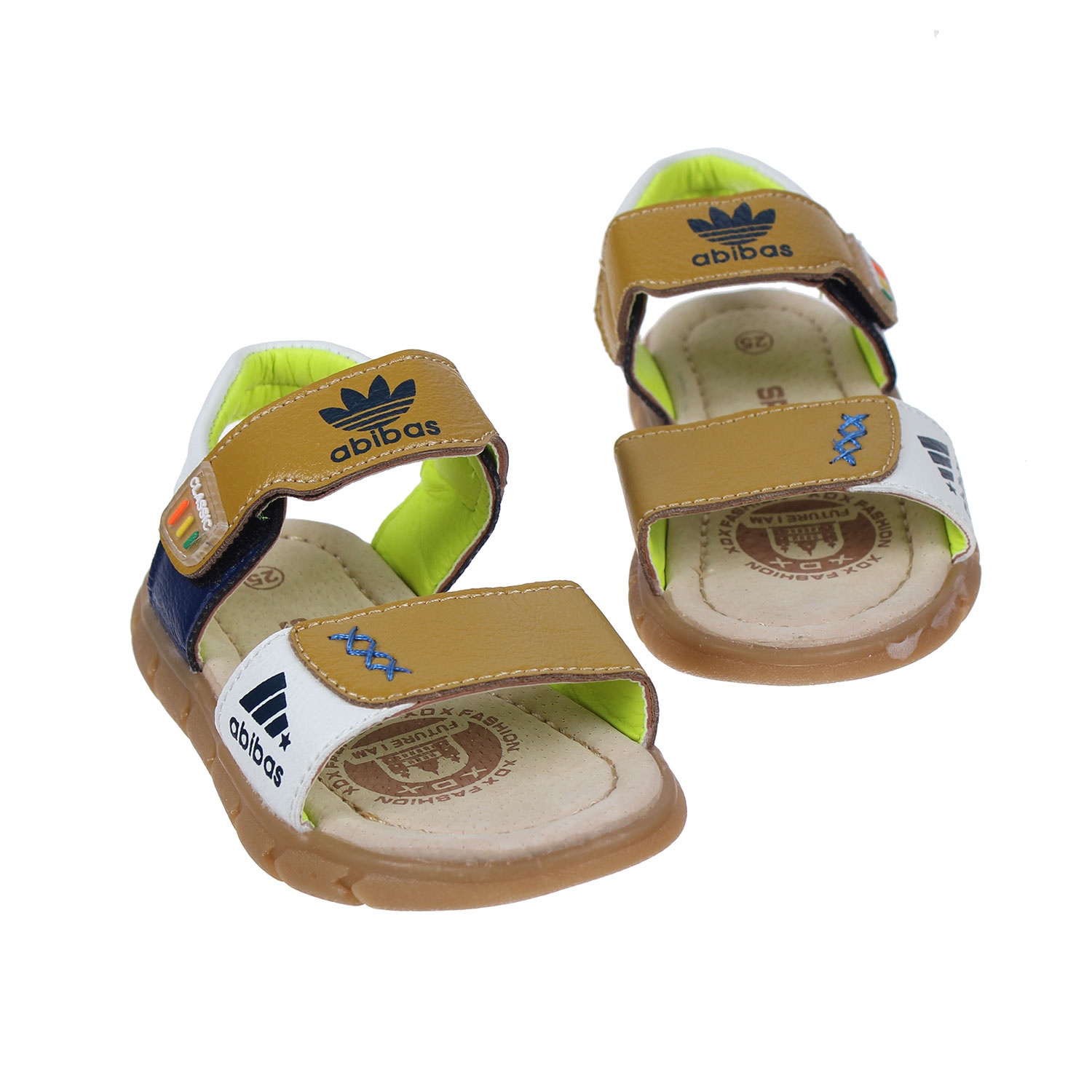 Dép sandal da Abibas nhí màu vàng hình 2