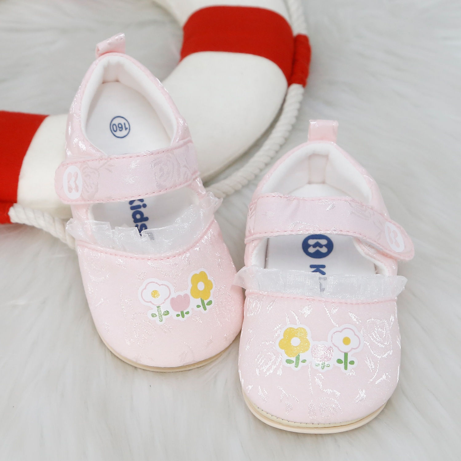 Giày tập đi bé gái KidsPlaza hoa ren 25K-SH07 (Hồng)