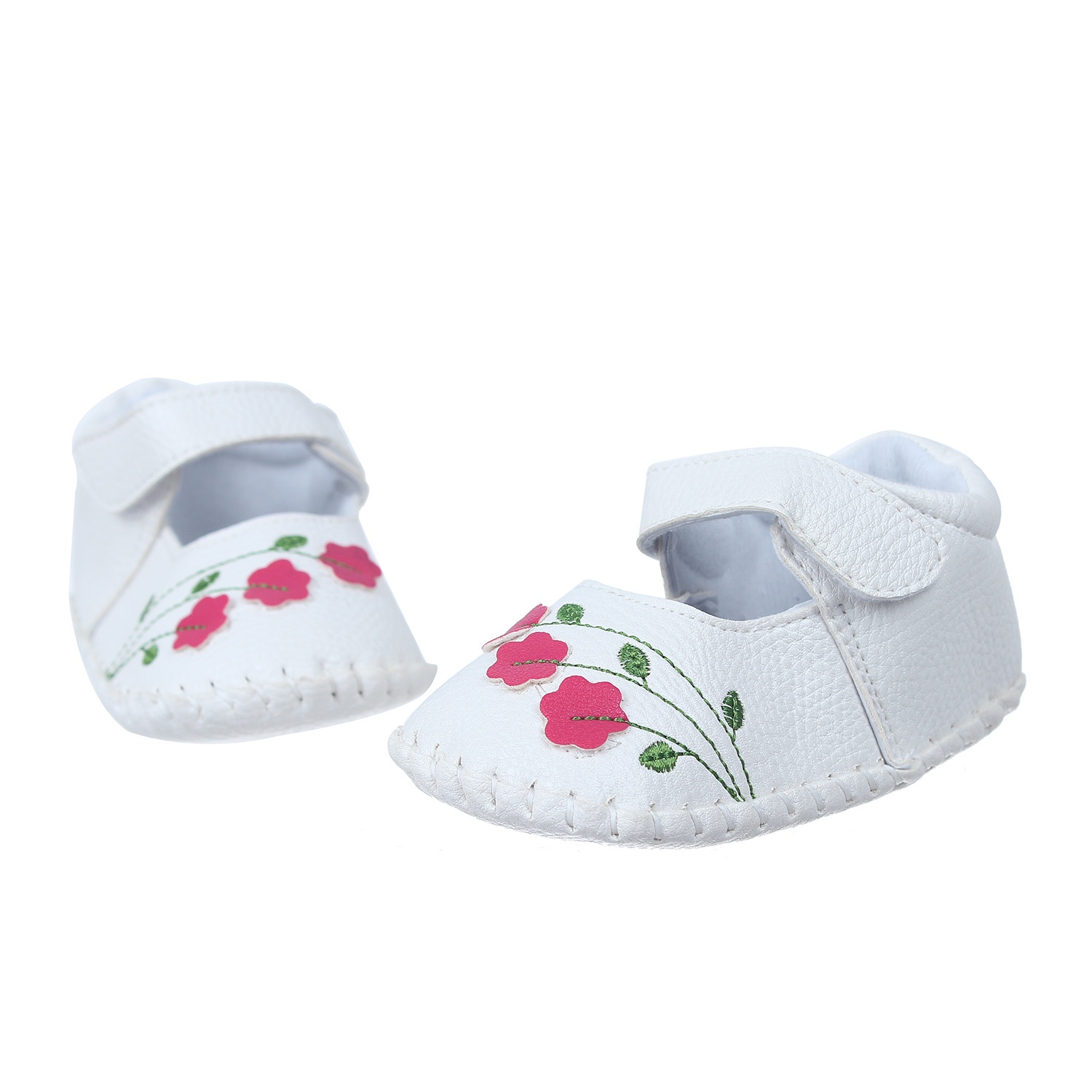 Giày tập đi bé gái thêu hoa Mamago Q03 màu trắng hình 2