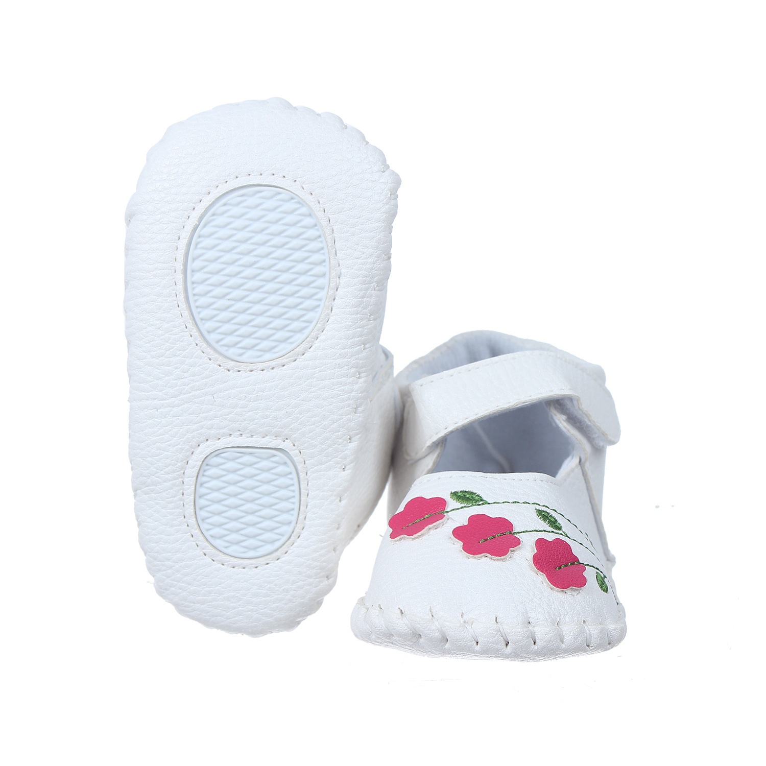 Giày tập đi bé gái thêu hoa Mamago Q03 màu trắng hình 3