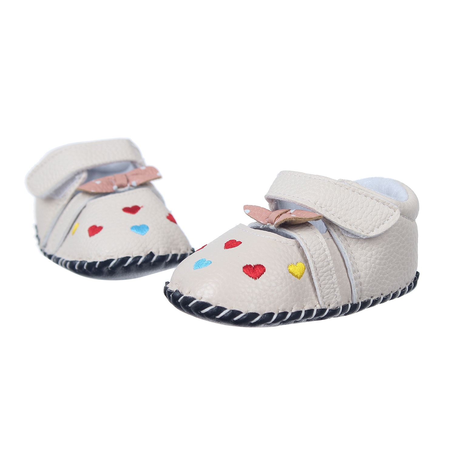 Giày tập đi đính nơ thêu tim nhiều màu Mamago Q09CR hình 1