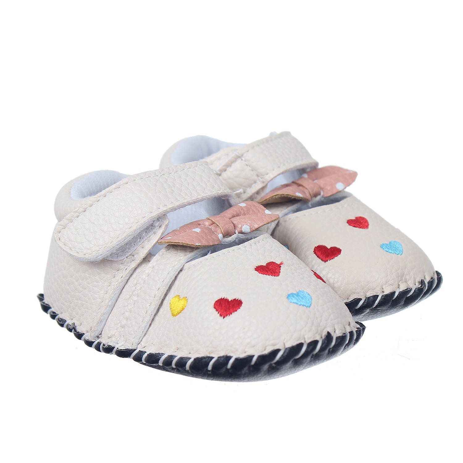 Giày tập đi đính nơ thêu tim nhiều màu Mamago Q09CR hình 4