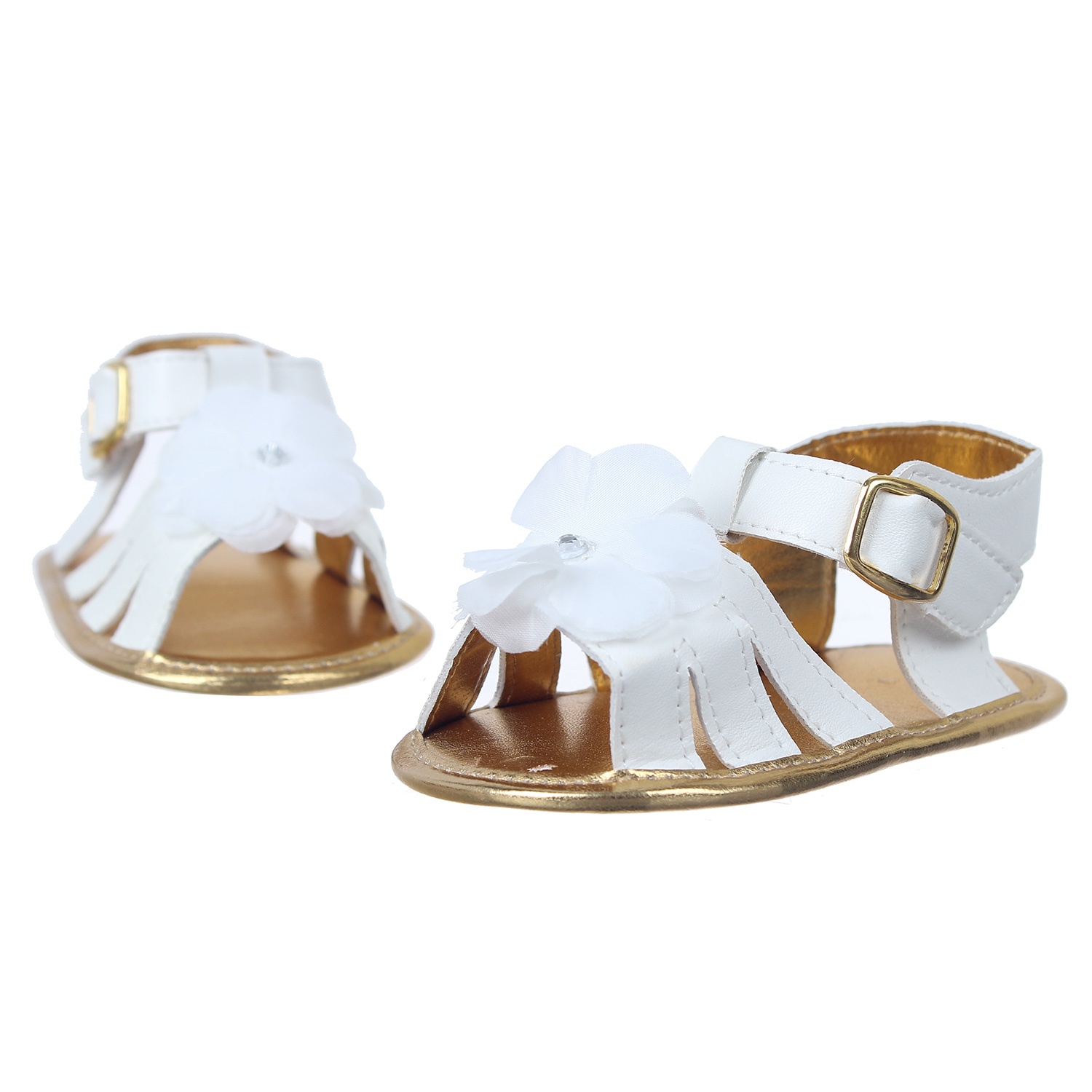 Giày tập đi Mamago đính hoa trắng xinh xắn Q02WH hình 1