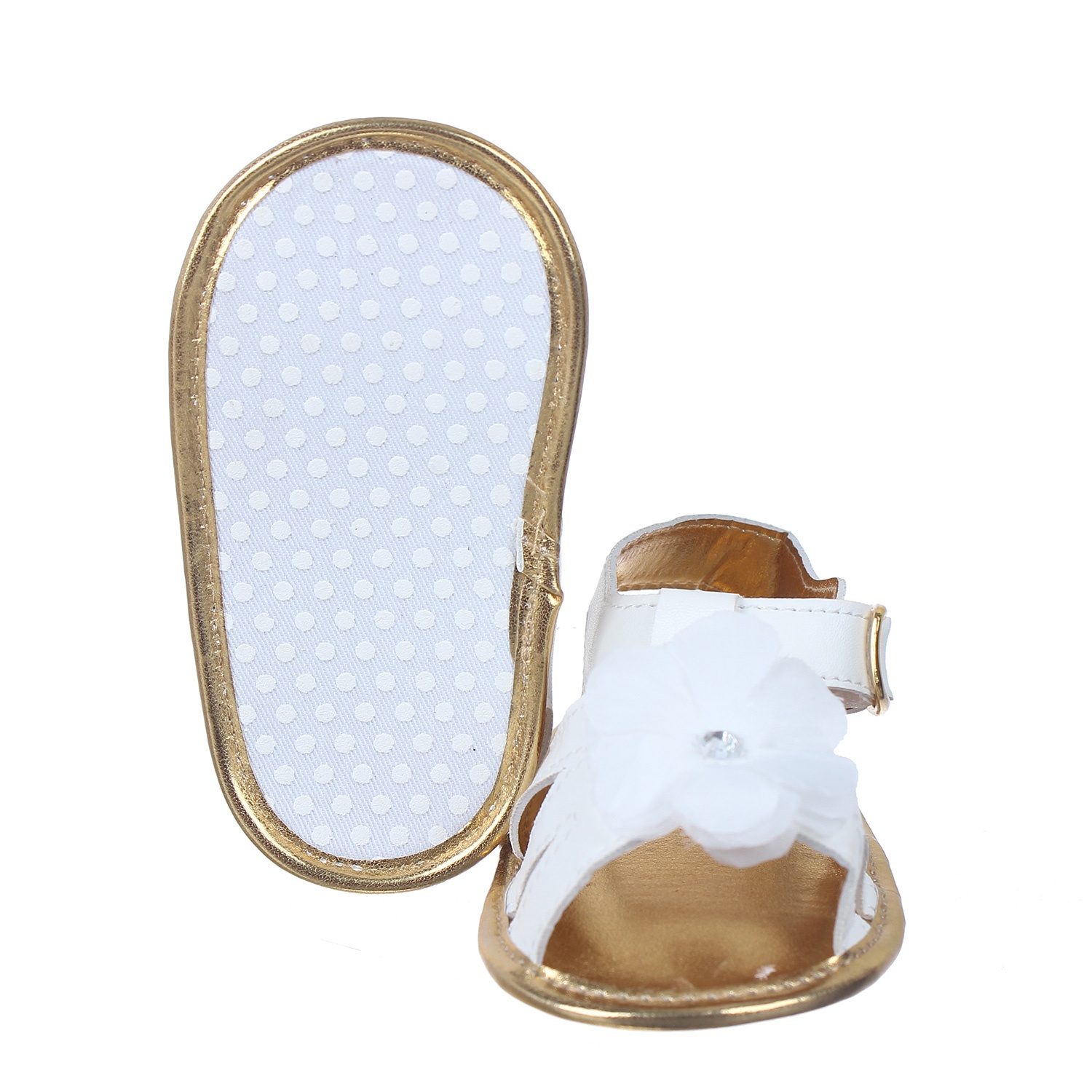 Giày tập đi Mamago đính hoa trắng xinh xắn Q02WH hình 2