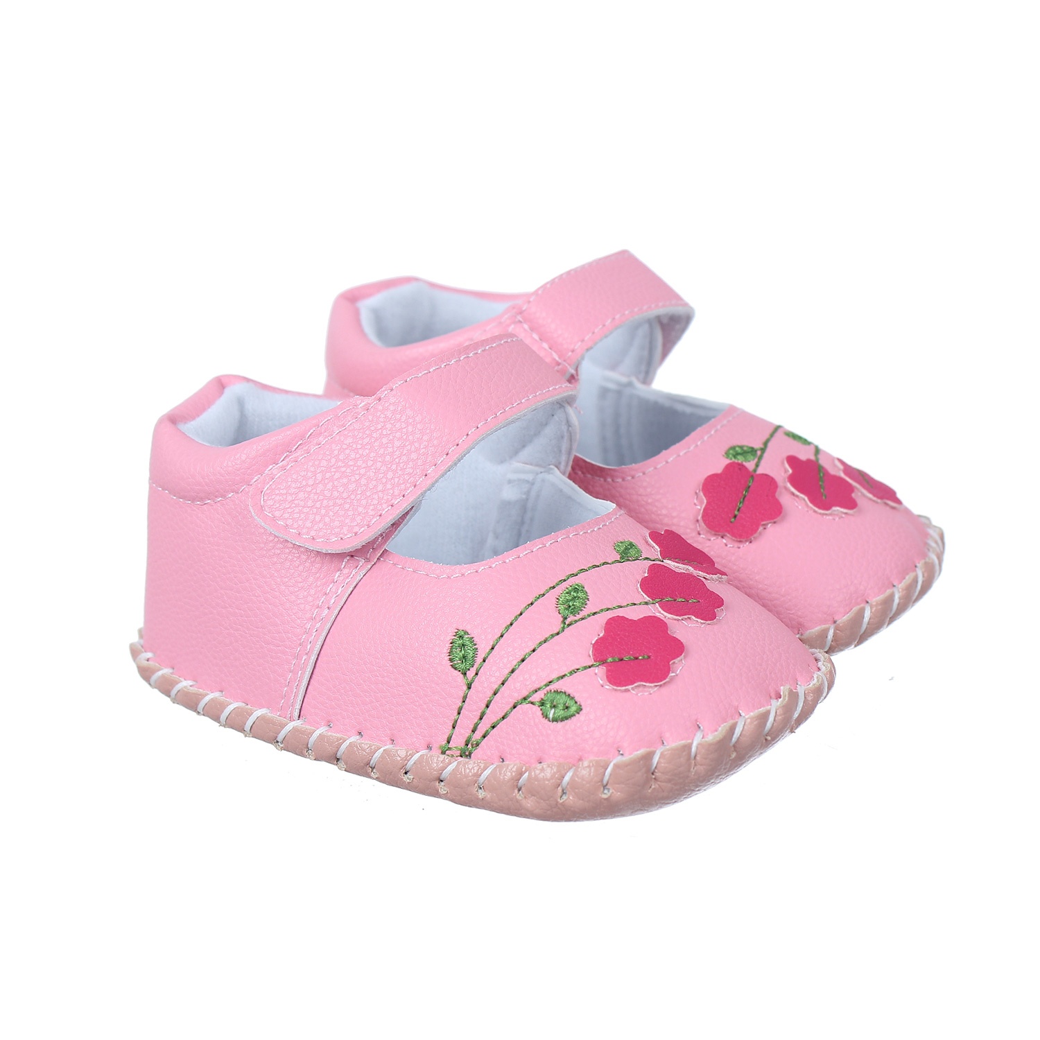 Giày tập đi bé gái thêu hoa Mamago Q03 màu hồng hình 1