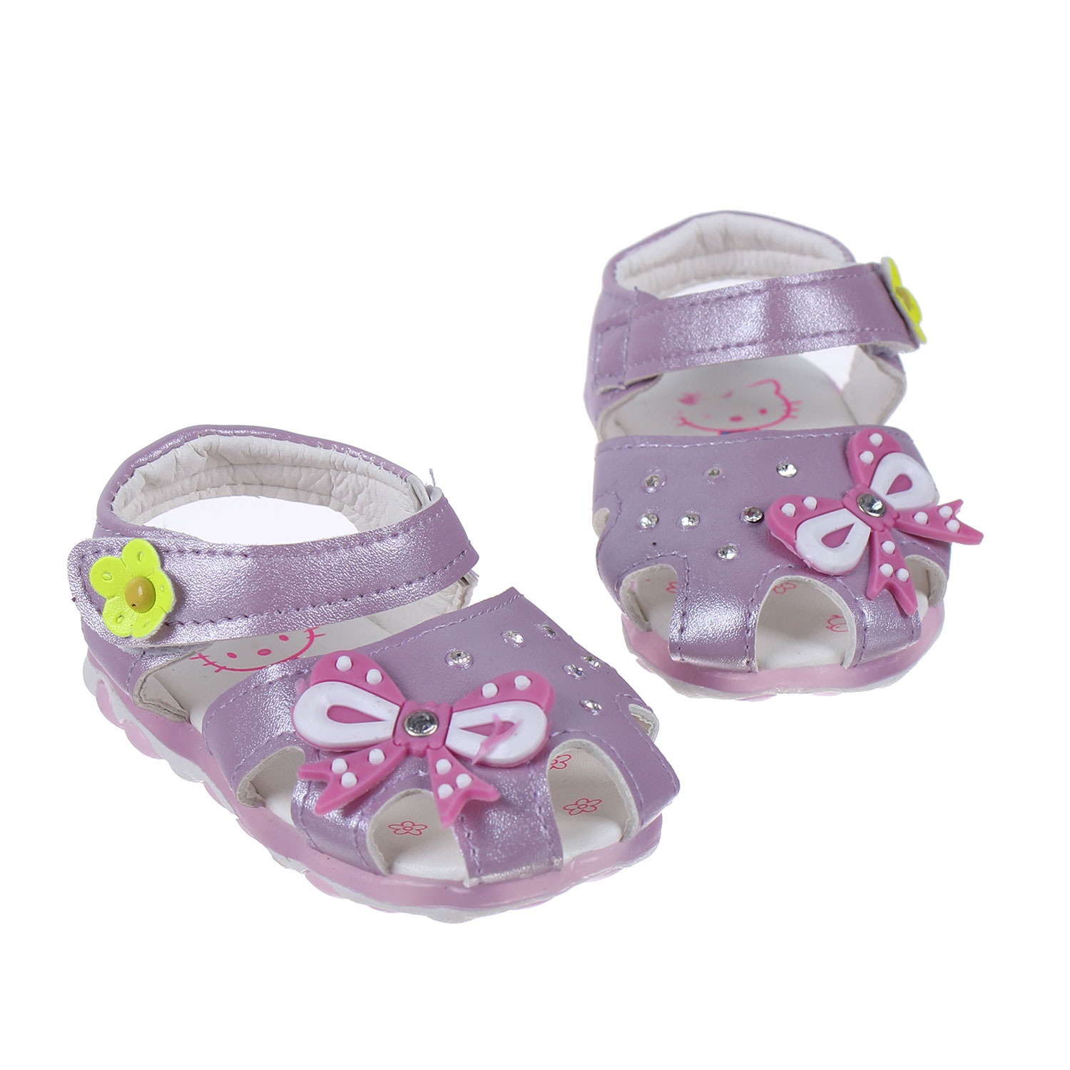 Sandal bé gái đính nơ hồng hình 2