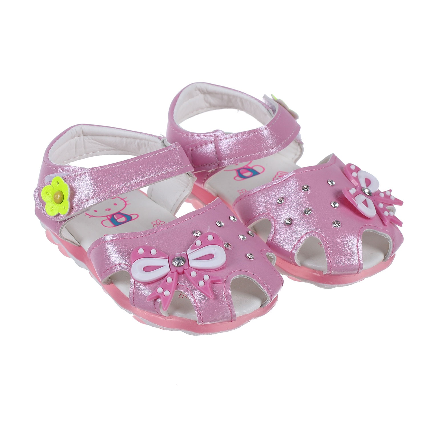 Sandal bé gái đính nơ hồng hình 1