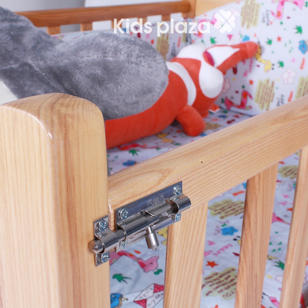 Giường cũi trẻ em 2 trong 1 gỗ sồi Mỹ hình 4