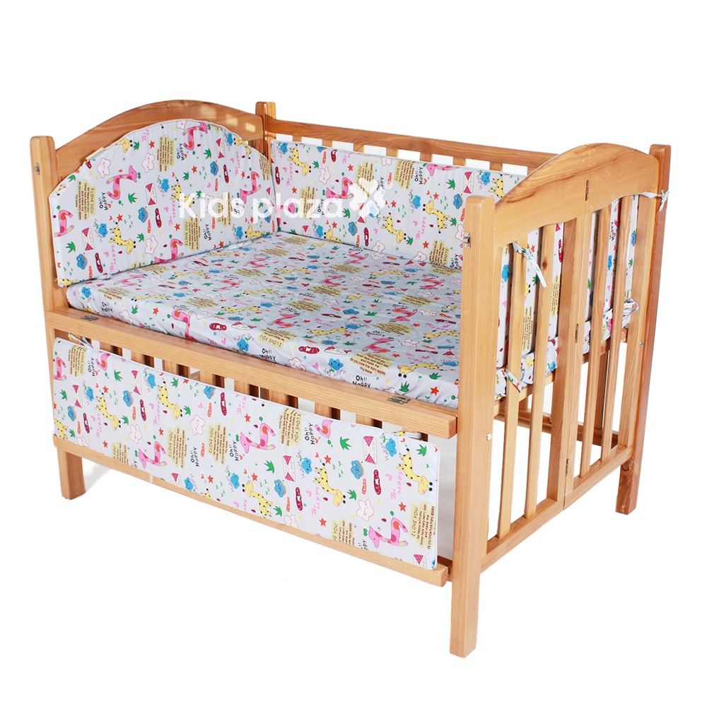 Giường cũi trẻ em 2 trong 1 gỗ sồi Mỹ hình 2