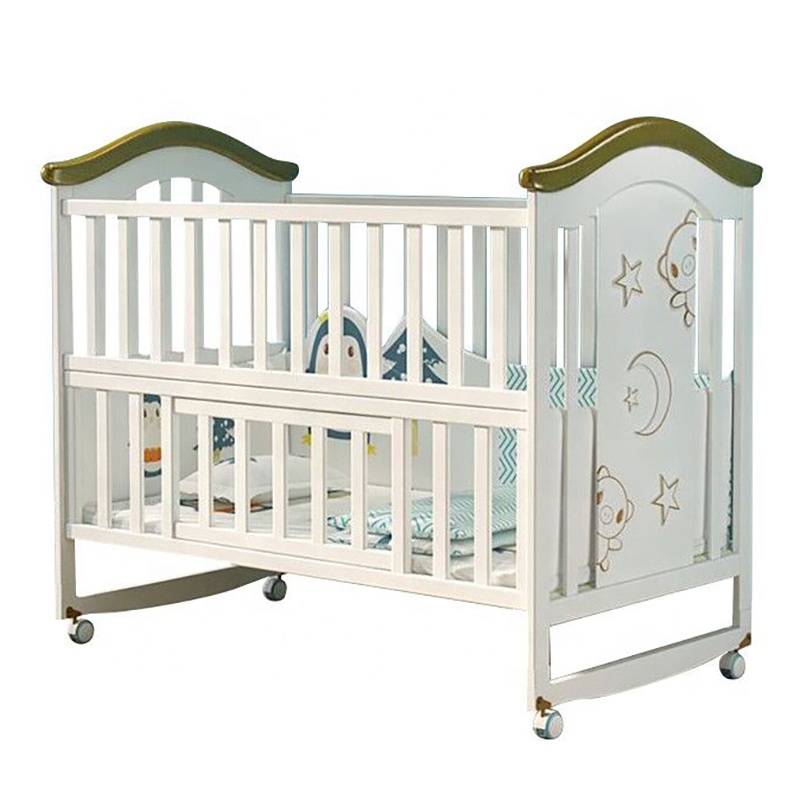 Set giường cũi gỗ cho bé KidsPlaza 4in1 White Lux hình 2