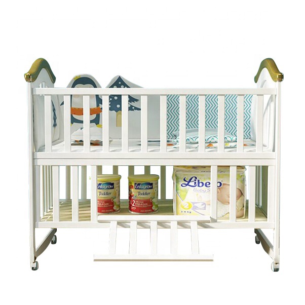 Set giường cũi gỗ cho bé KidsPlaza 4in1 White Lux hình 3