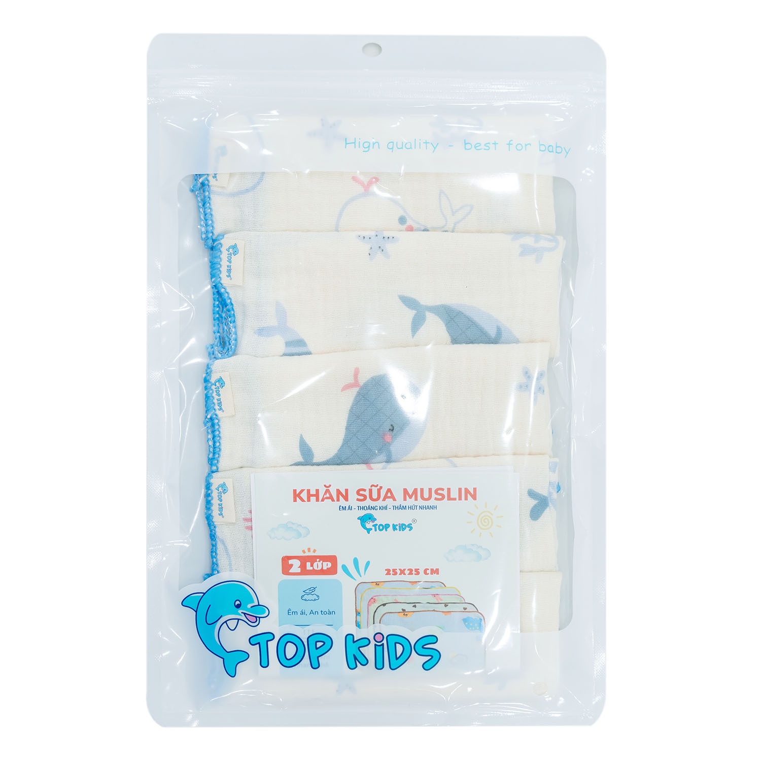 Set 5 khăn sữa Muslin Topkids 2 lớp AC25 (25x25) hình 1