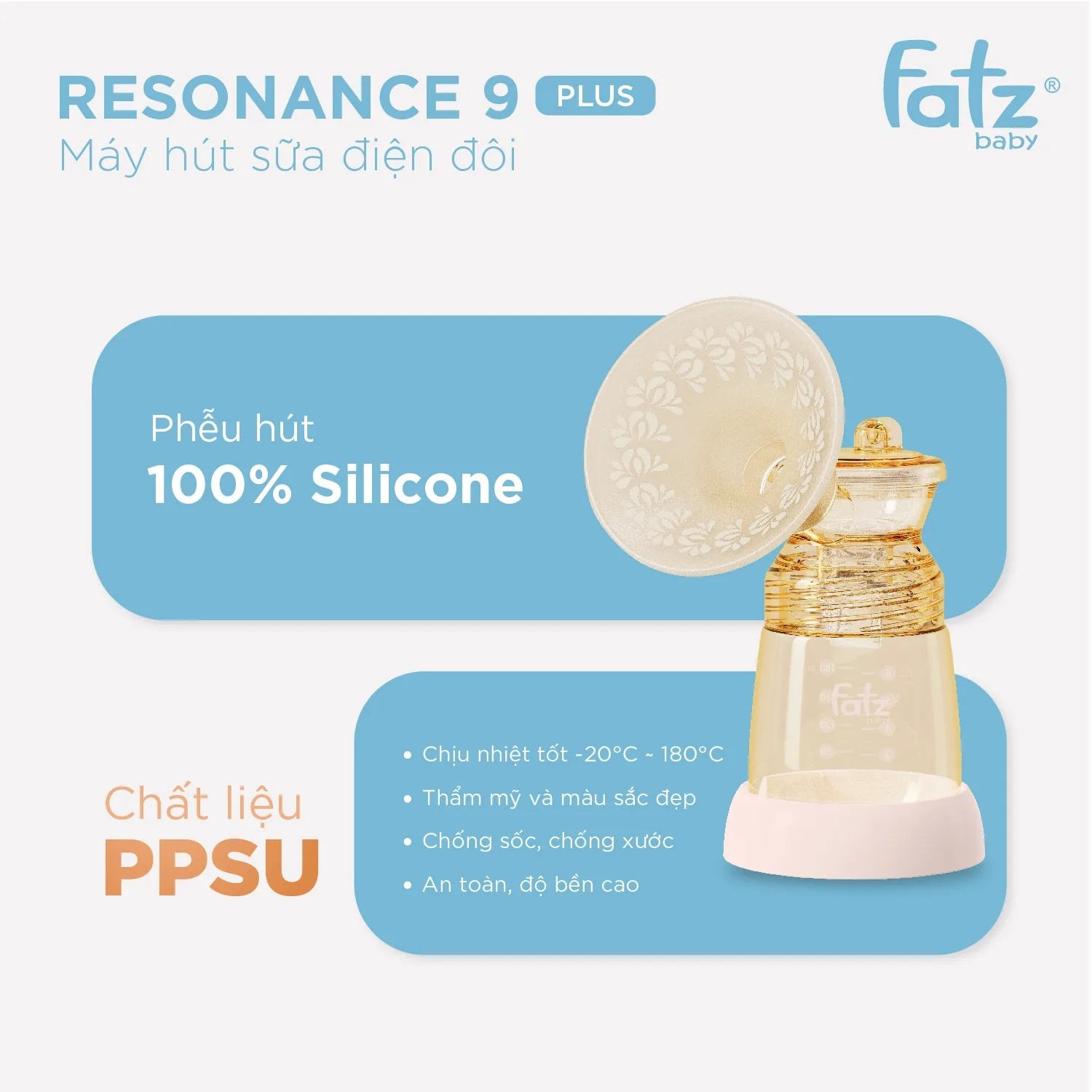 Máy hút sữa điện đôi cao cấp Resonance 9 Plus Fatzbaby B1168MB hình 2