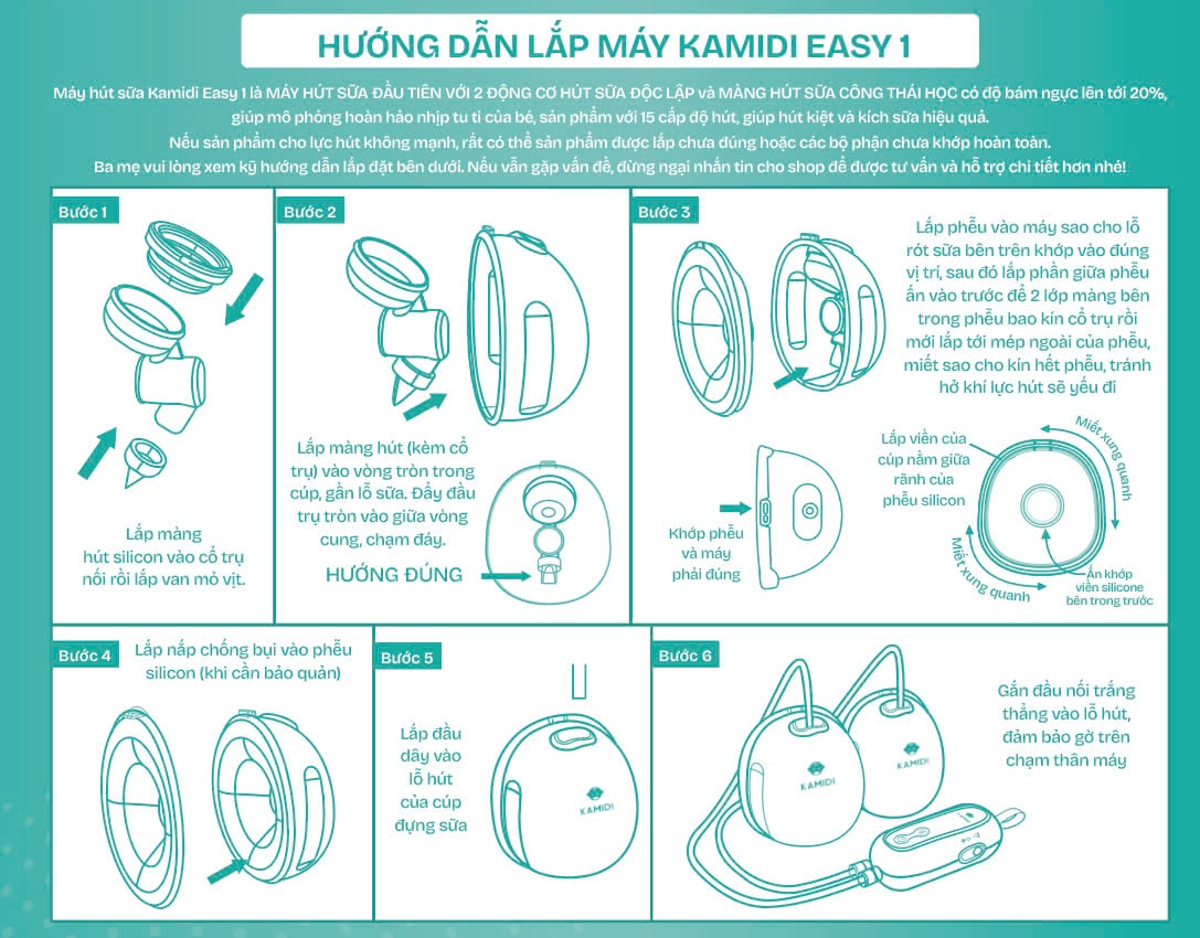 Máy hút sữa điện đôi rảnh tay Kamidi Easy 1