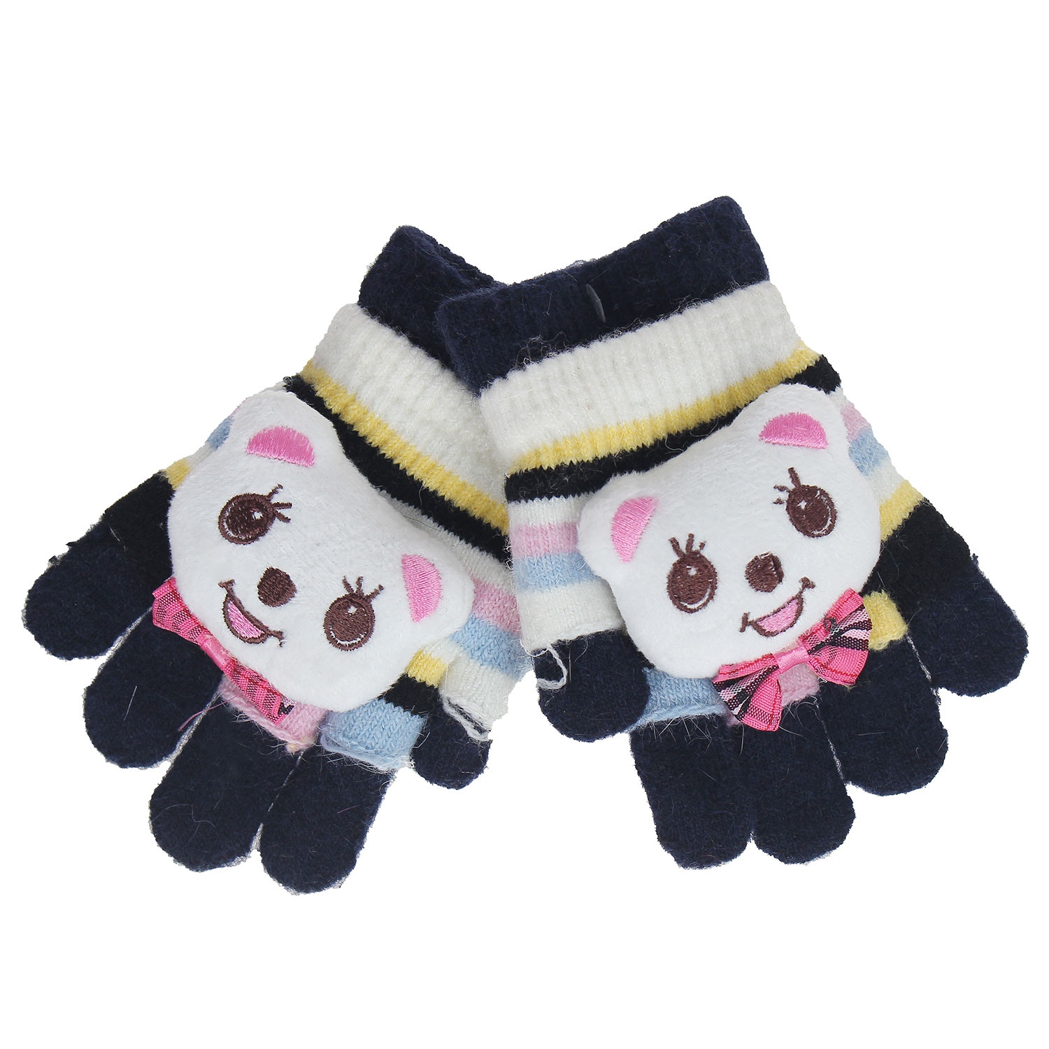 Găng tay bé gái đính hình gấu hình 2