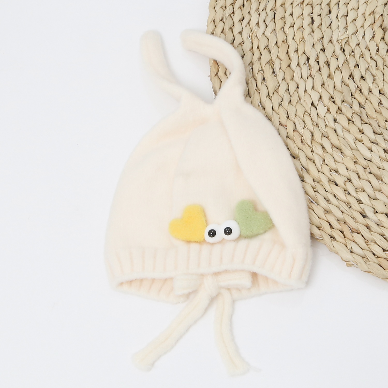 Mũ hai tai dài buộc dây cho bé 24K-B05 (Trắng) hình 1