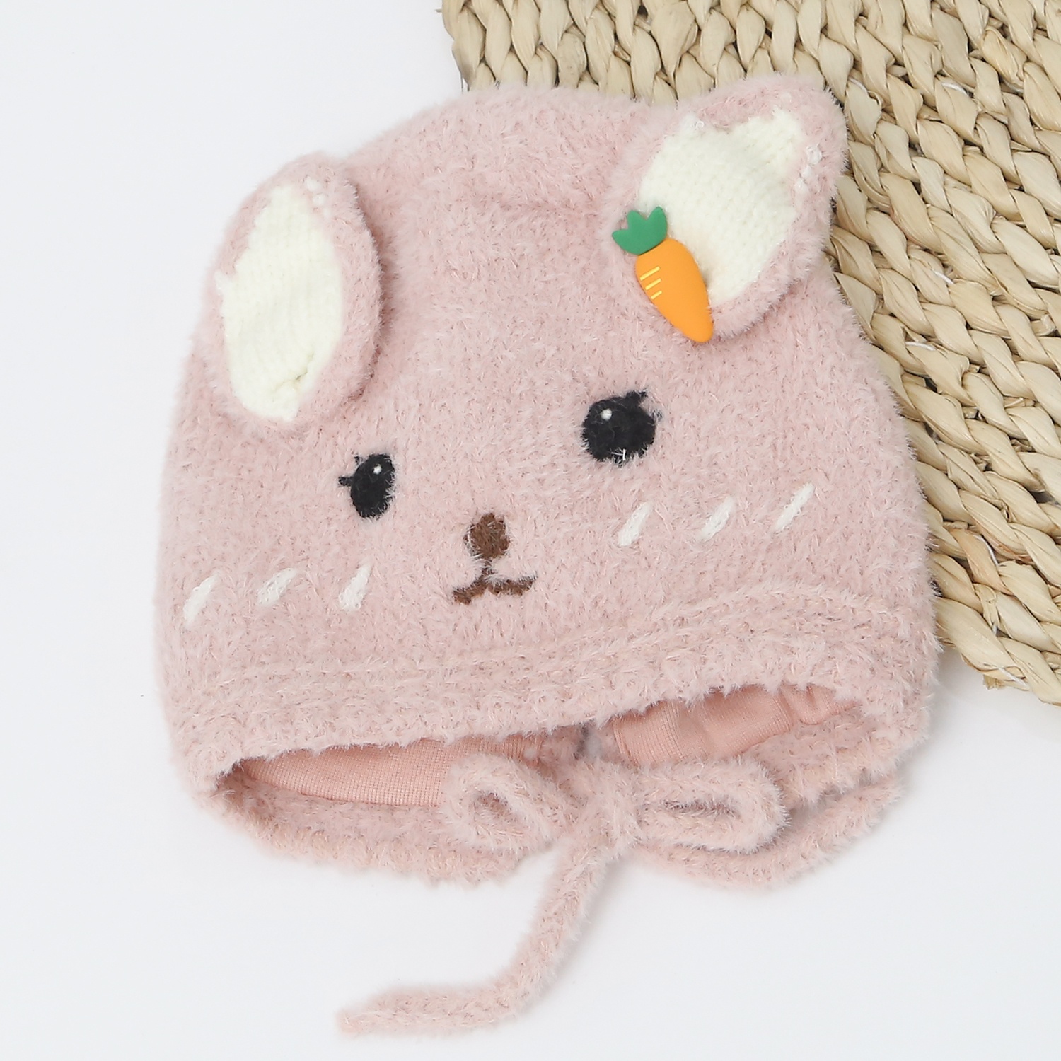 Mũ len 2 tai thêu mắt hươu cho bé 24K-B06 (Hồng) hình 1