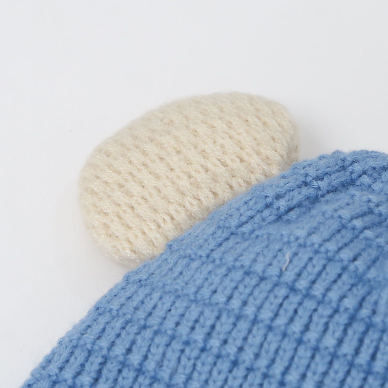 Mũ len hai cục bông dày chữ P cho bé 24K-B04  (Xanh) hình 2