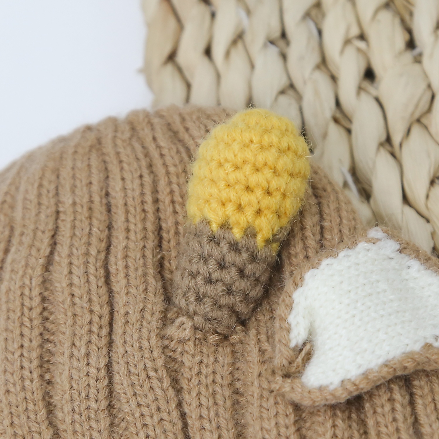 Mũ len tai hươu buộc dây 24K-B08 (Nâu) hình 2