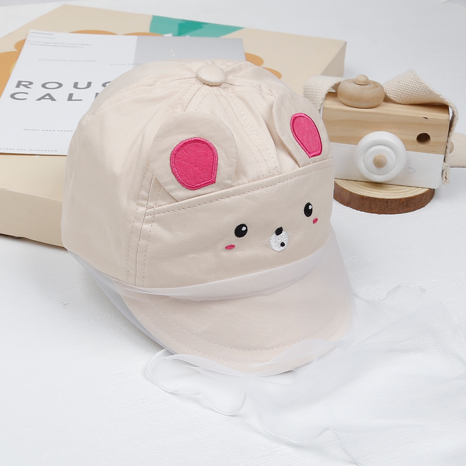 Mũ lưỡi trai phủ voan KidsPlaza in gấu DN23 (Be) hình 2